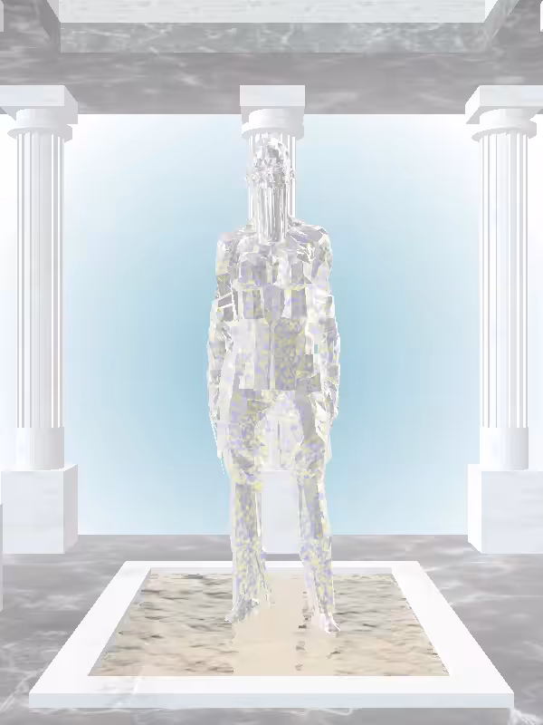 HeavenComputer: The Fragmented Phone Calling Glitter Bluish Gold Woman #2710