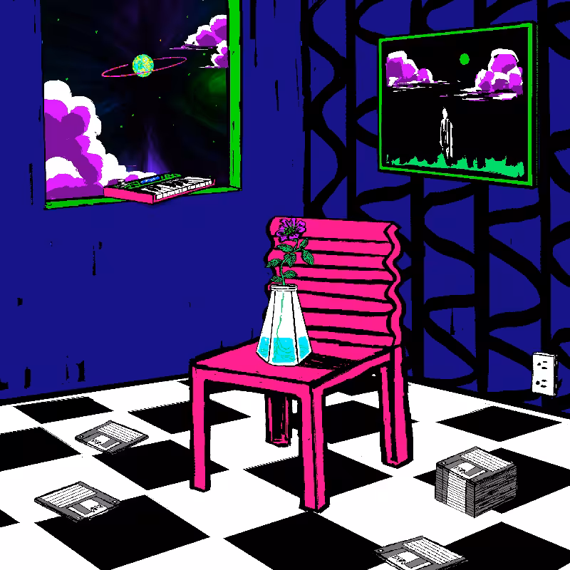 pink chair in the blue room #36