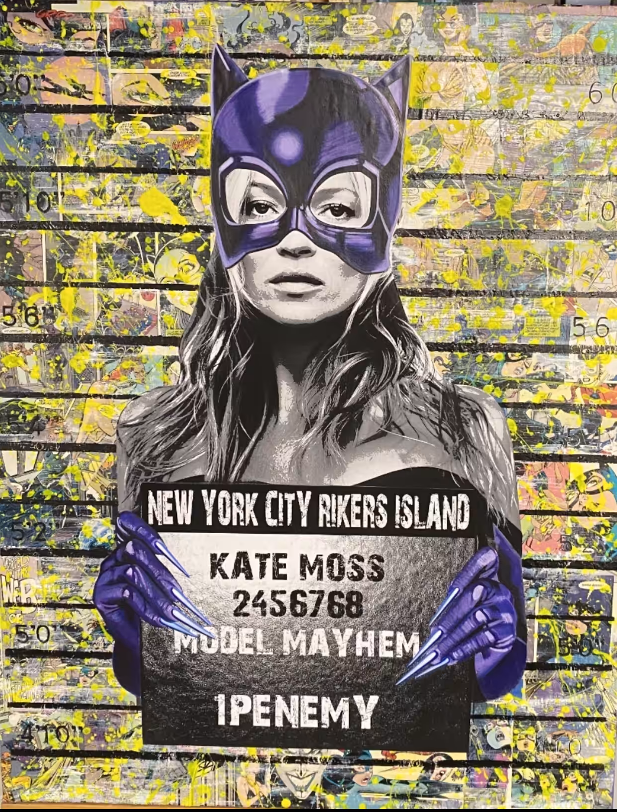 KATE MOSS CATWOMAN LINE UP PAINTING BY 1PENEMY 1/1 EDITION ..