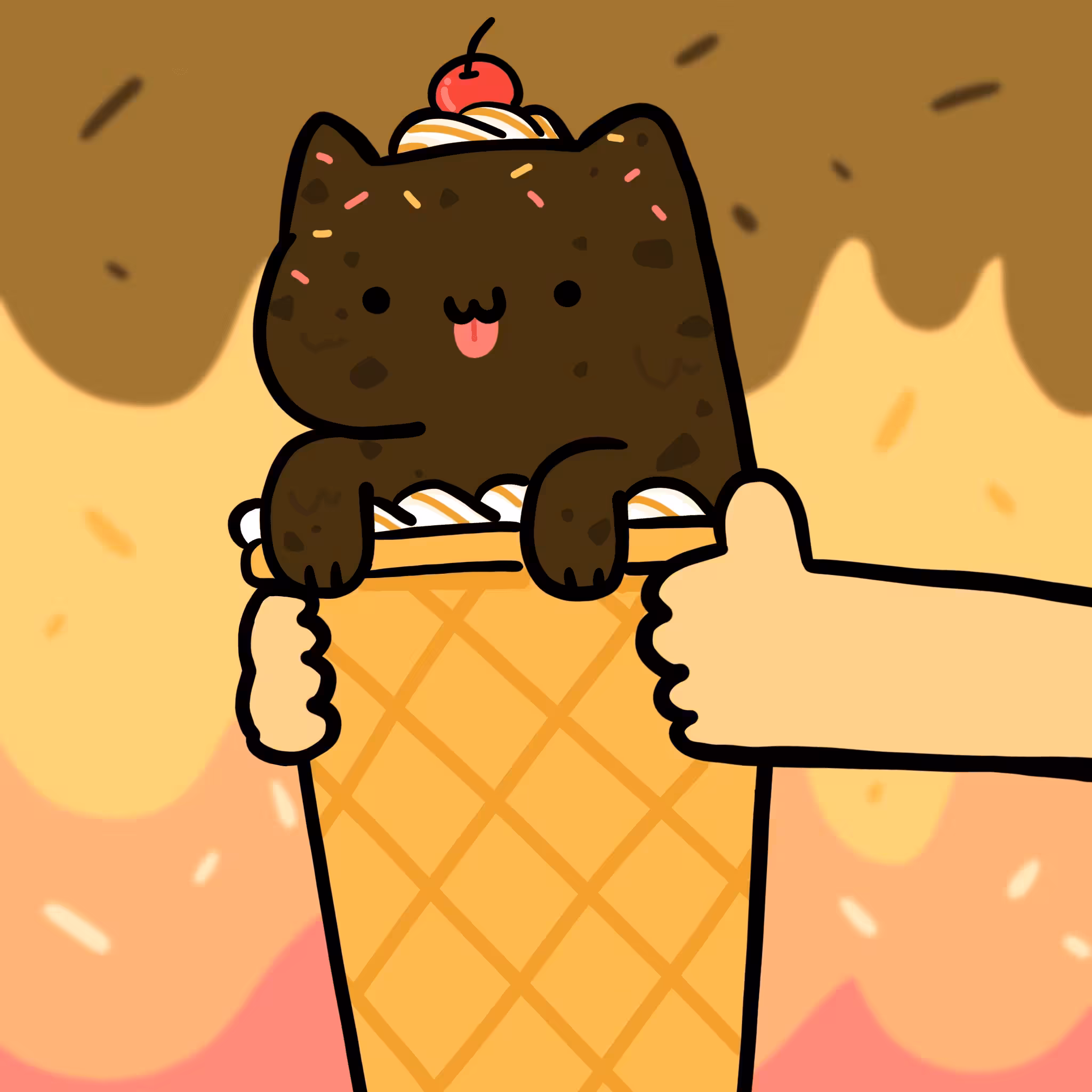 Long long Chocolate ice cream cat #114