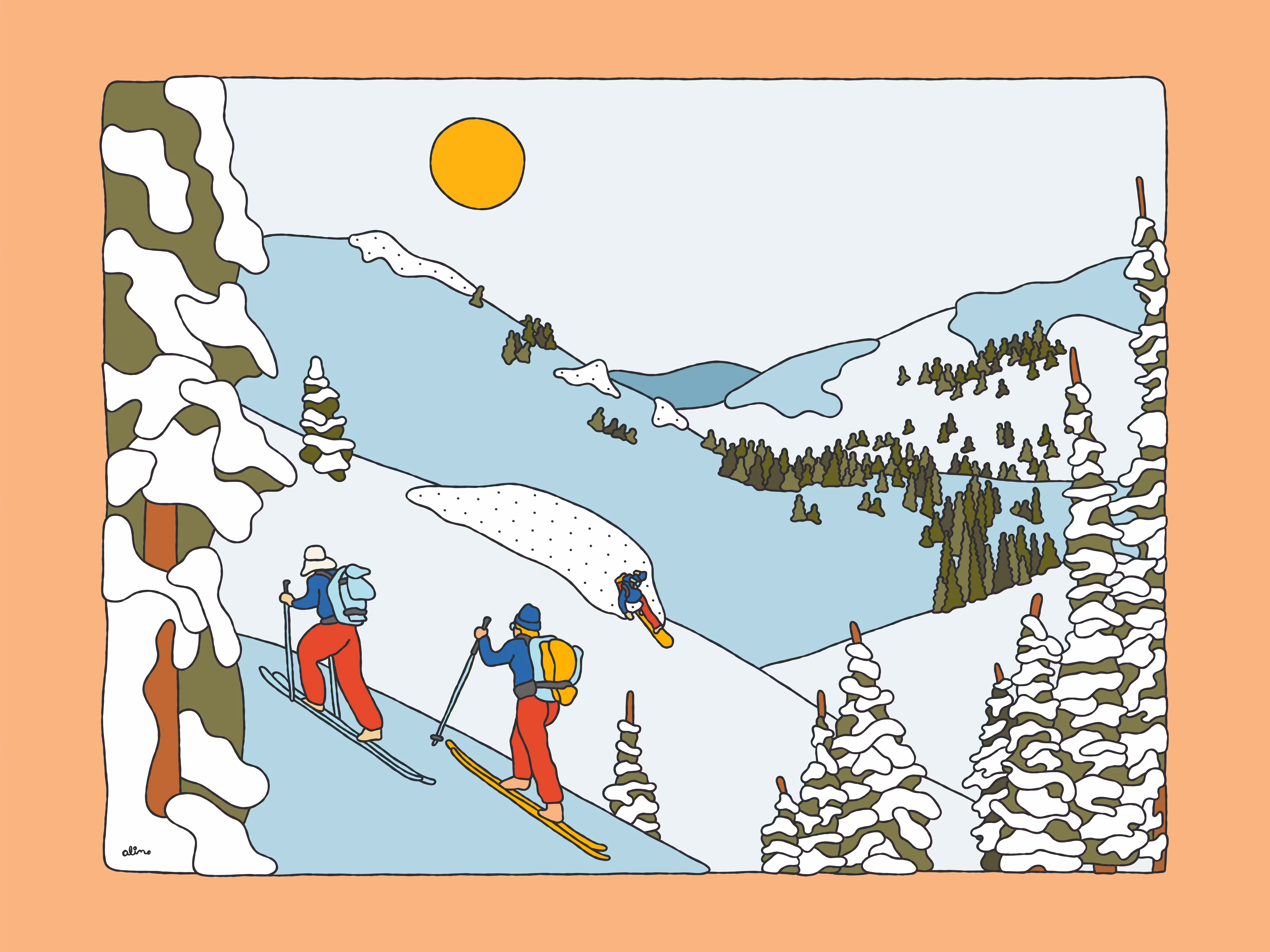 Splitboarding with friends
