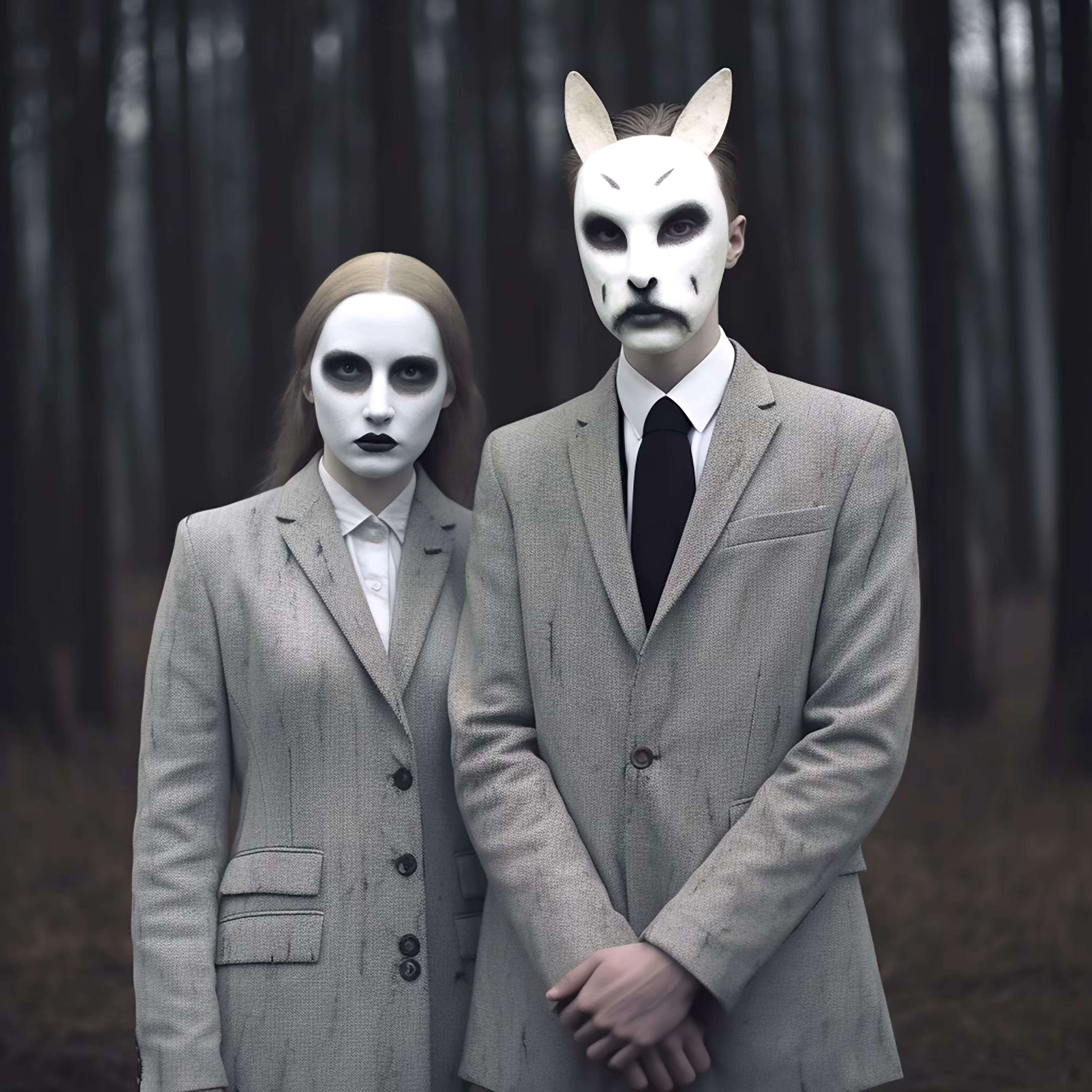 Rostowa Family in Light Gray Suits