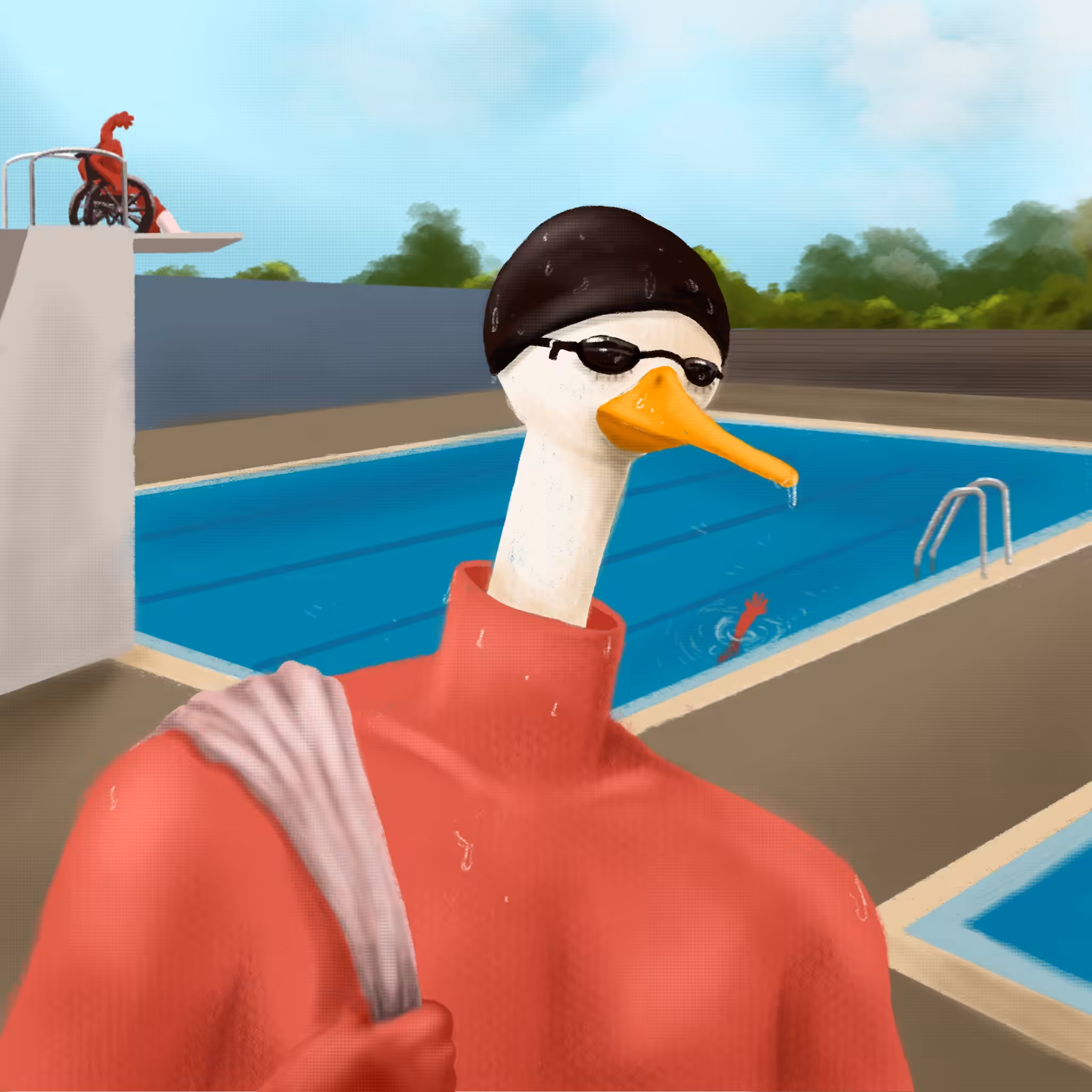 Duck takes friends to swim 24