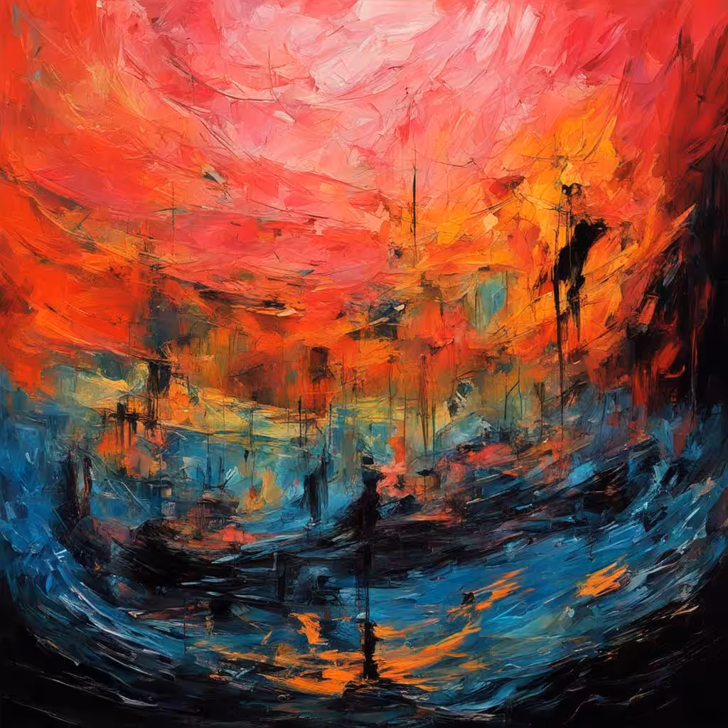 Sunset over the stormy sea