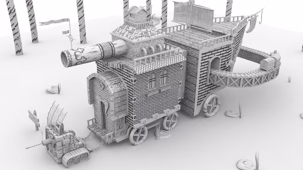 War Caravan. 3-D Image.