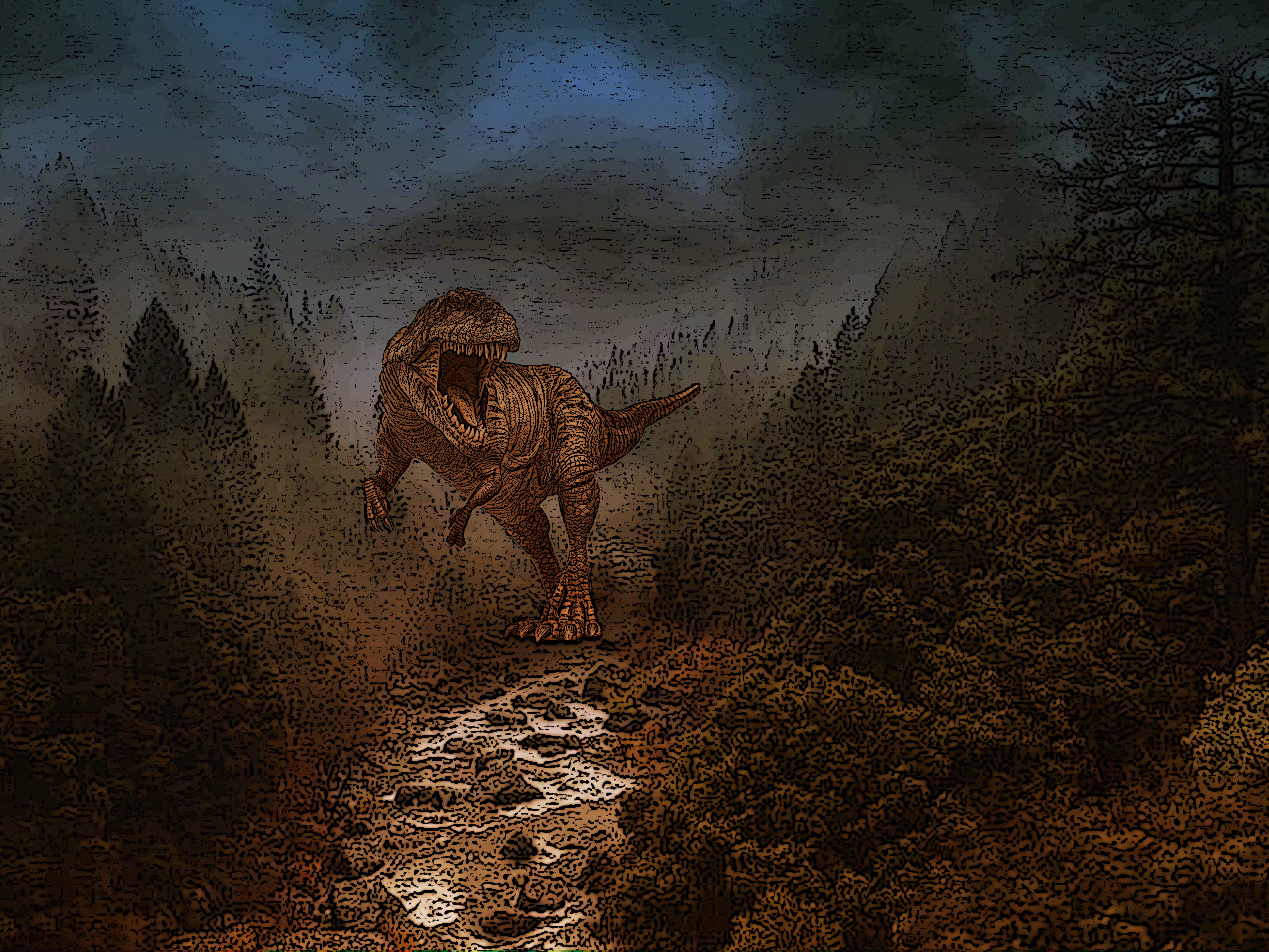 Photo Manipulation Art : The Dangerous Extinct T-Rex