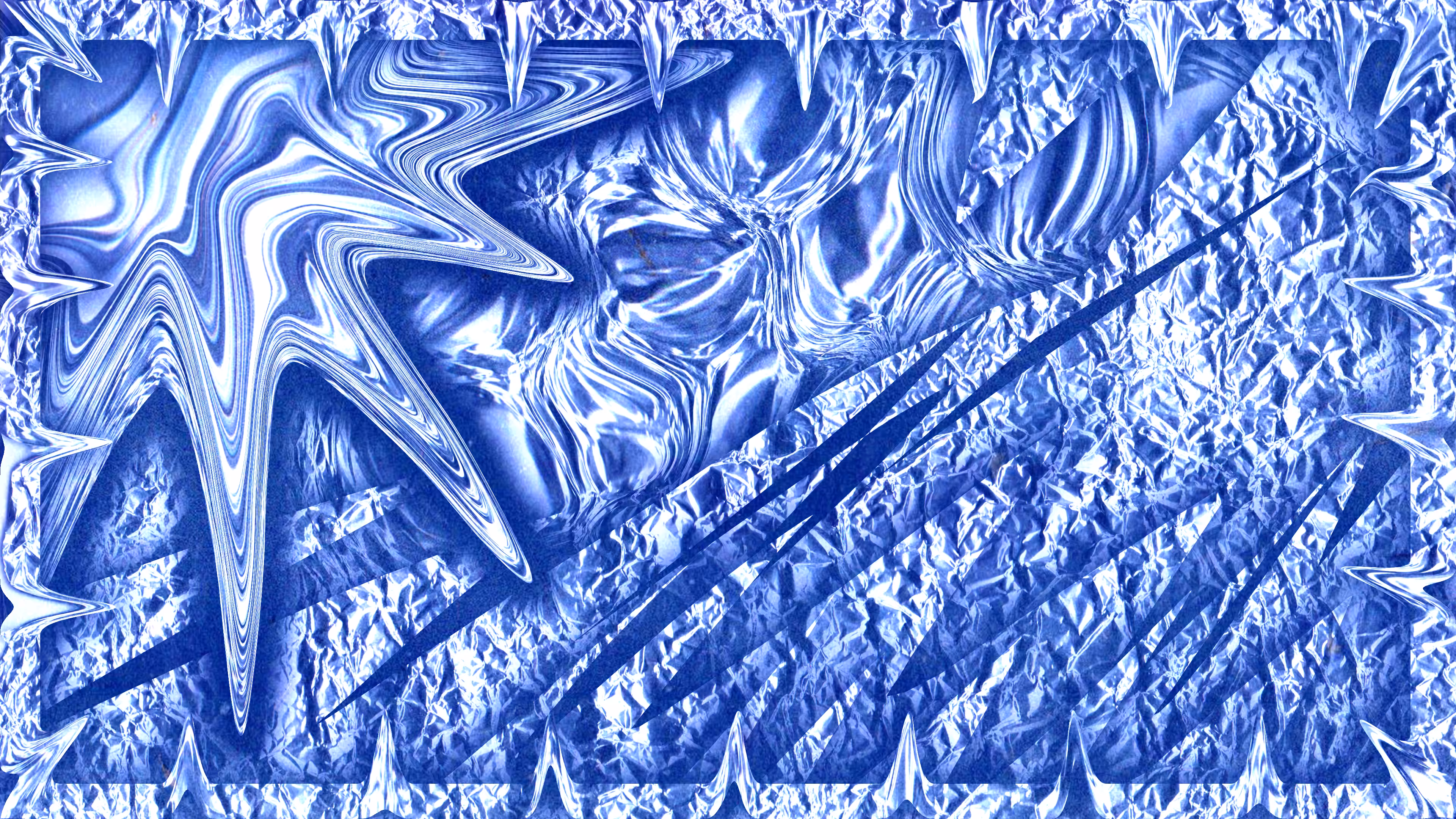 Topographic Silver and Blue Digital Collage: entered the grated room