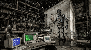 cinematic widescreen: abandoned industrial | puppet
