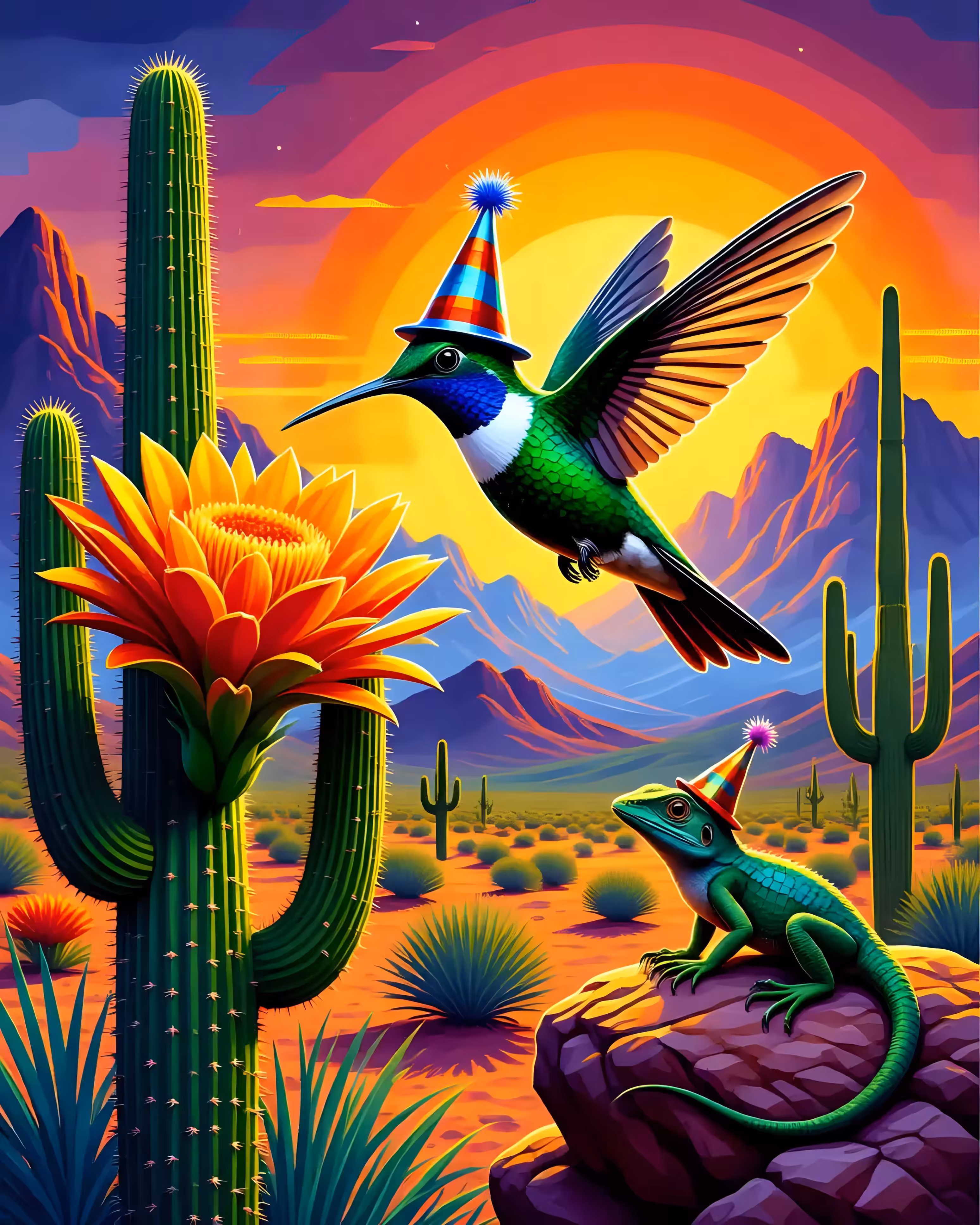 HummingBird and Lizard 