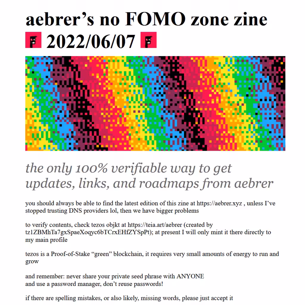 aebrer’s no FOMO zone zine - 2022/06/07