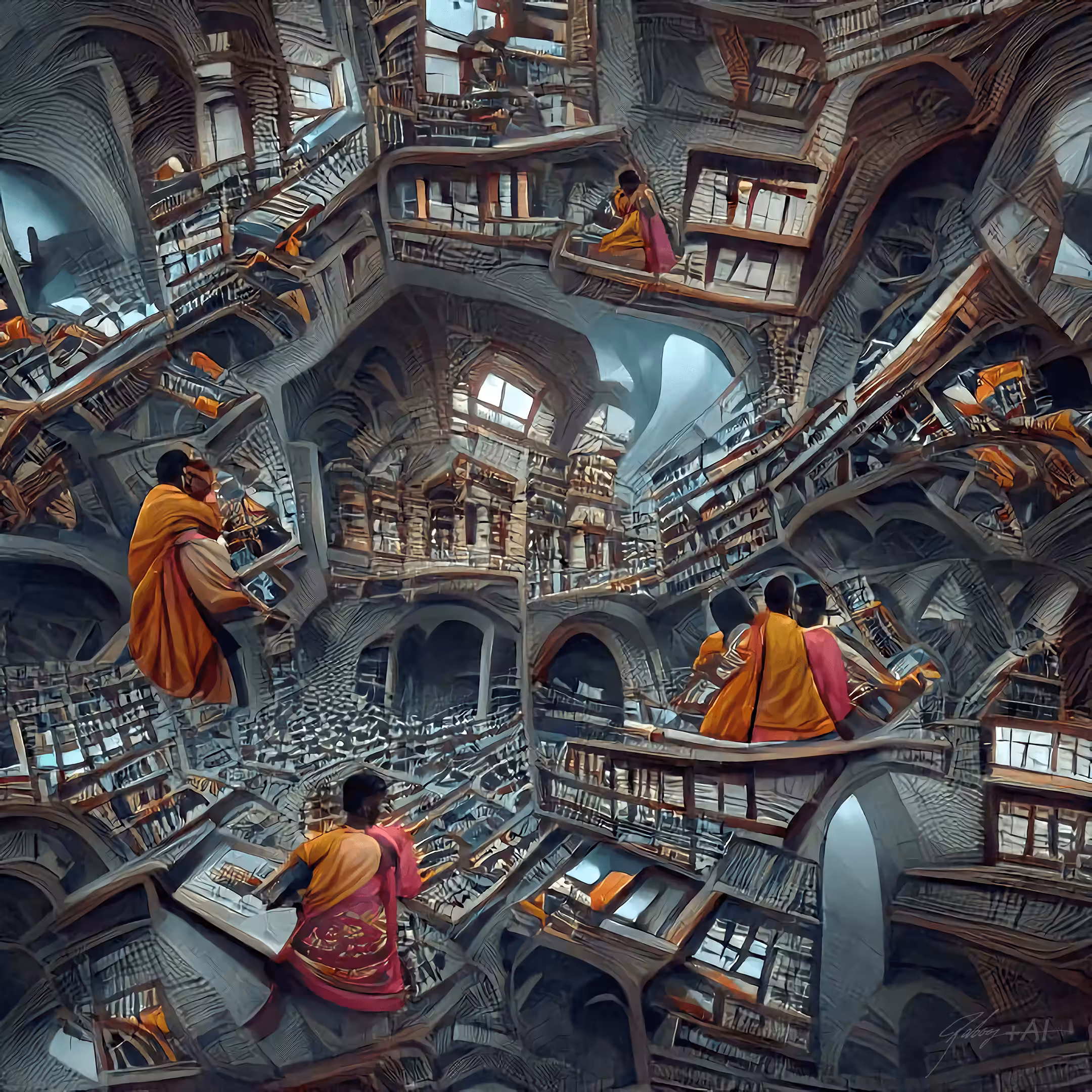 4 dimensional Hindu style library