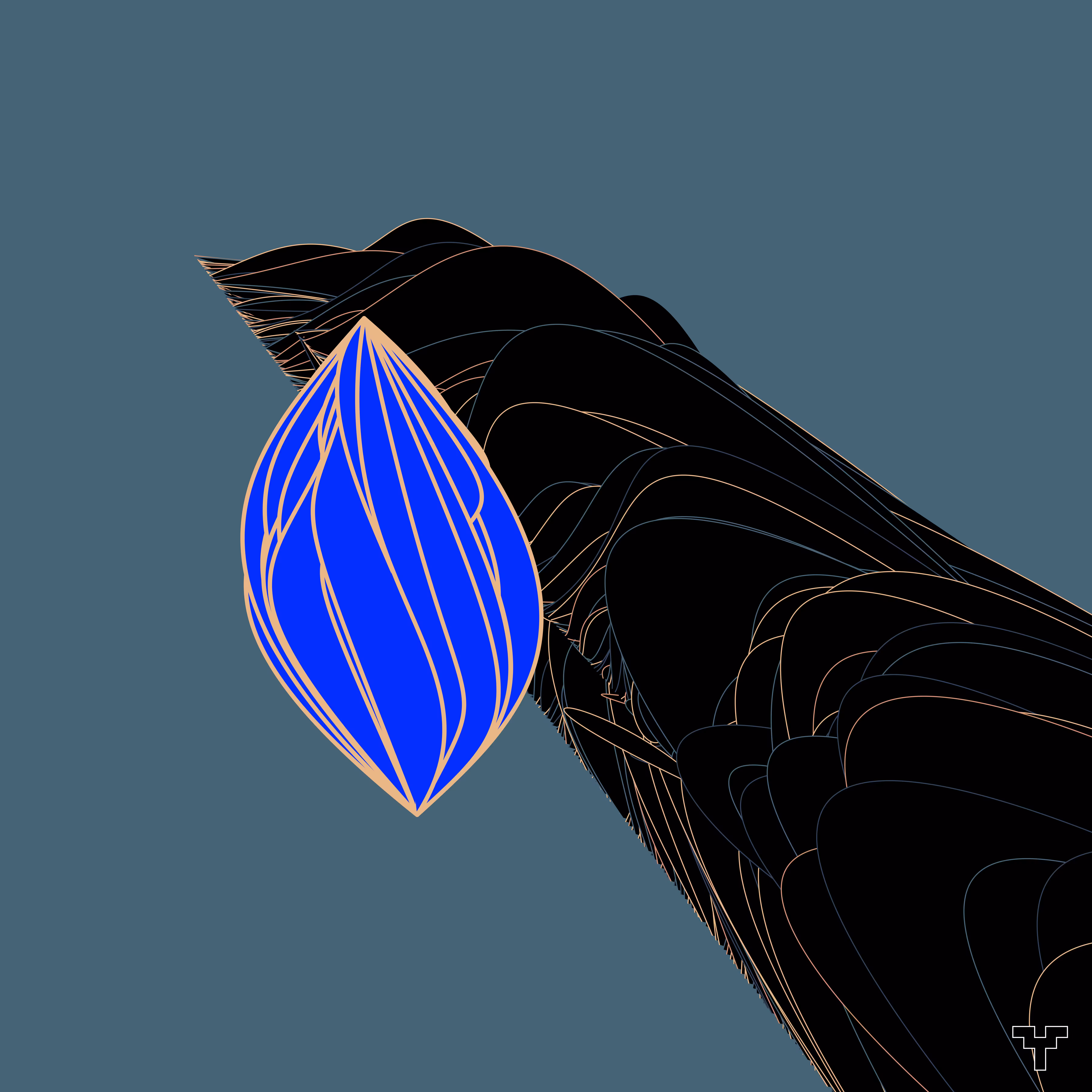 Blue-bodied single-colored vessel w/ wildin light-thins