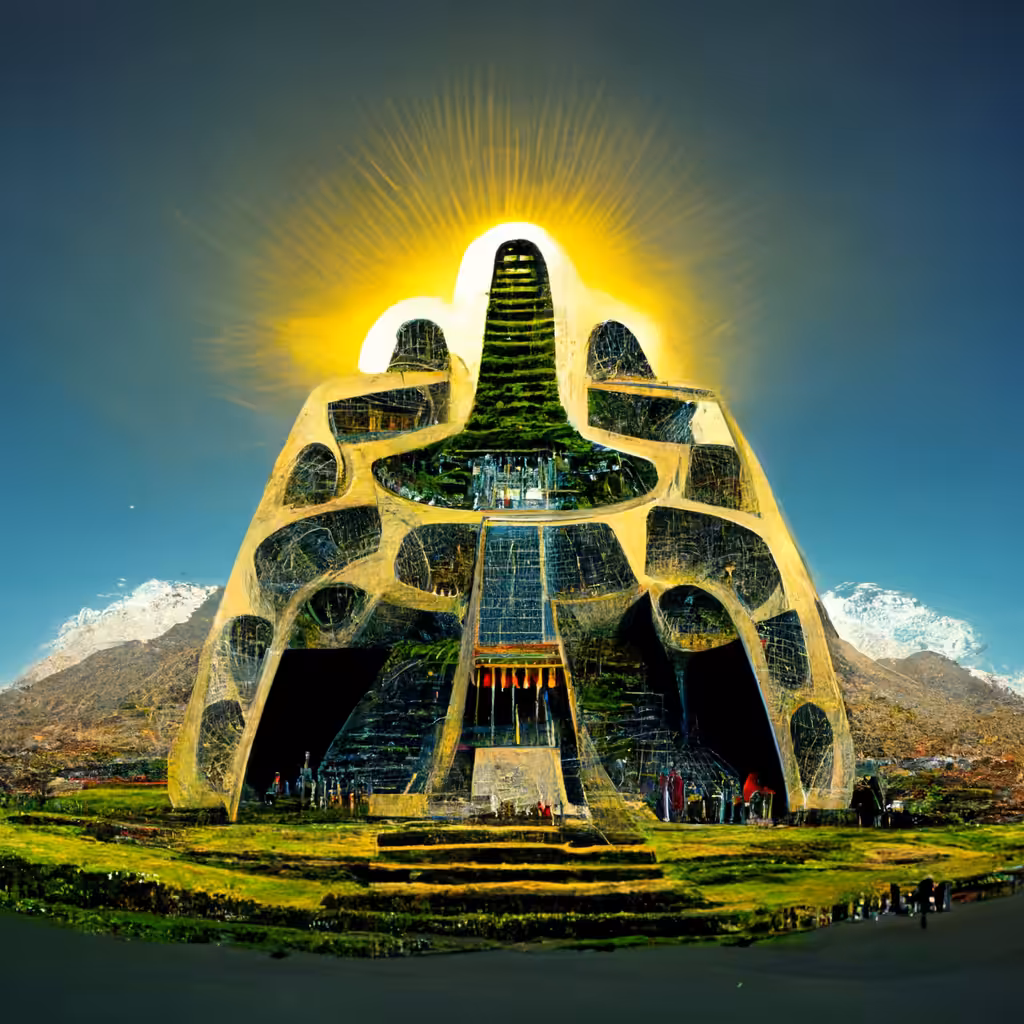 Solarpunk inca futuristic temple