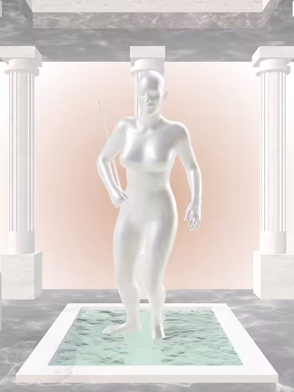 HeavenComputer: The Injured Glitter Bluish Gold Woman #1192