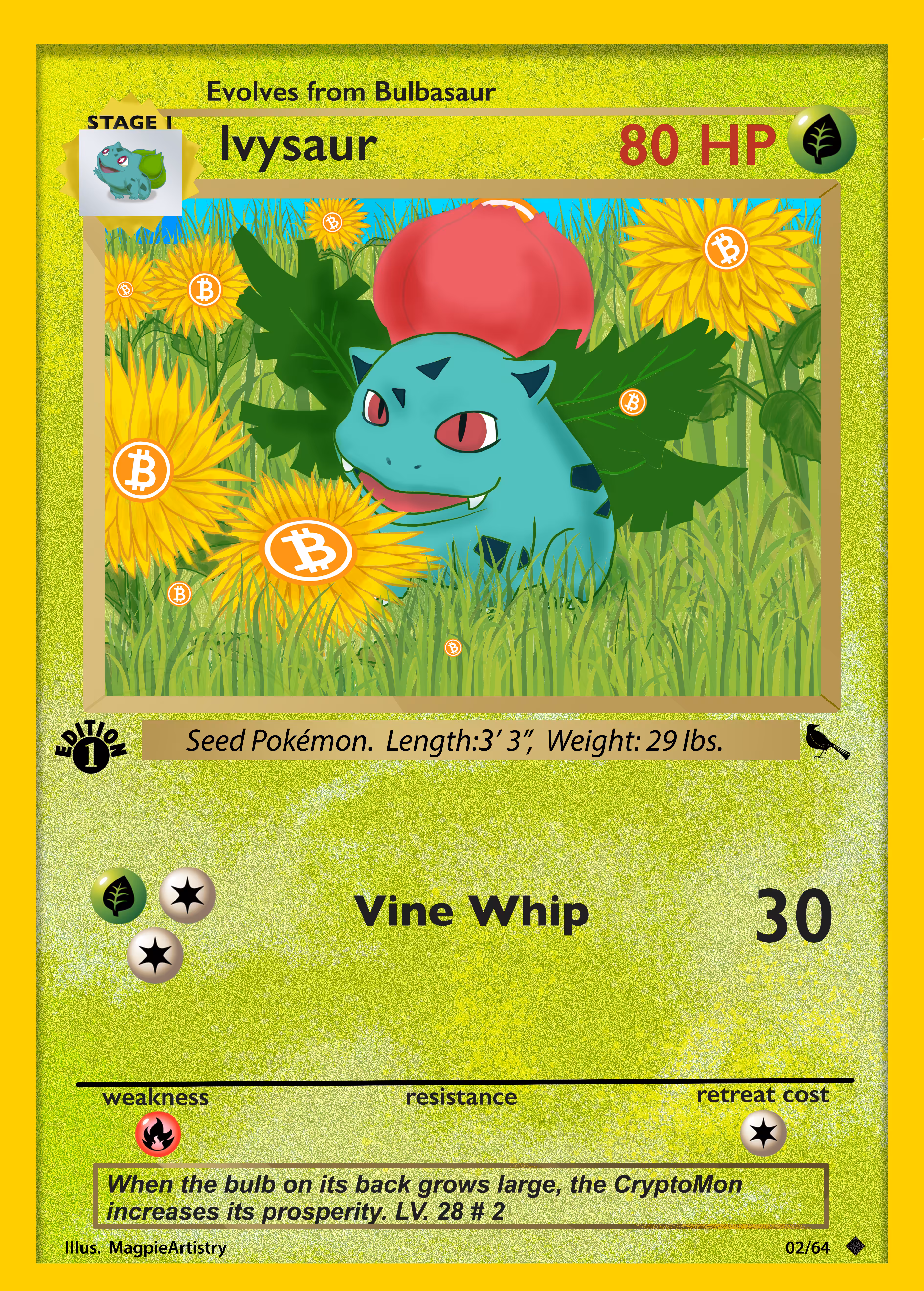 1st Edition Bitcoin Ivysaur --CryptoMon Series