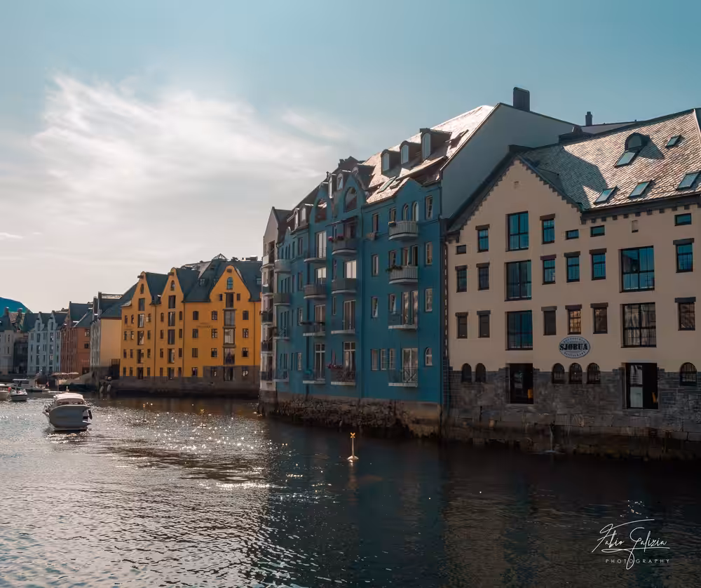 Ålesund City near river in Norway