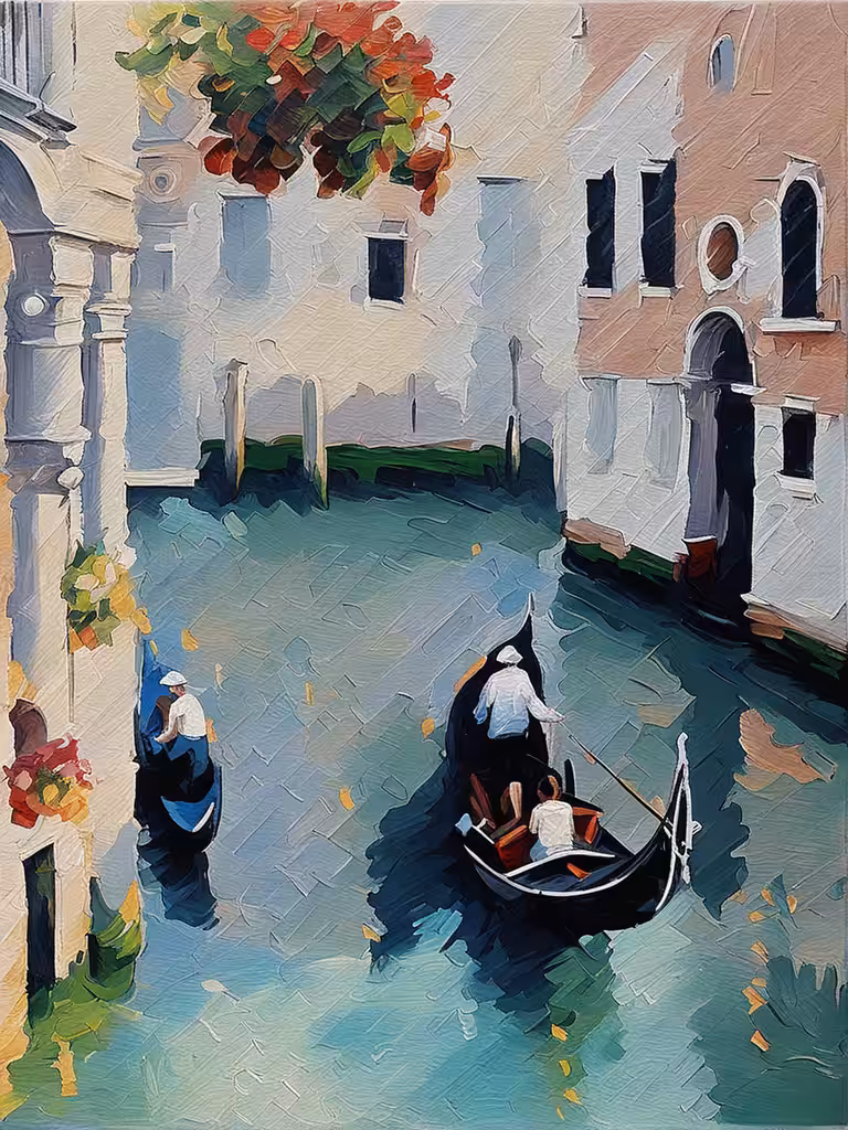 Riding a gondola