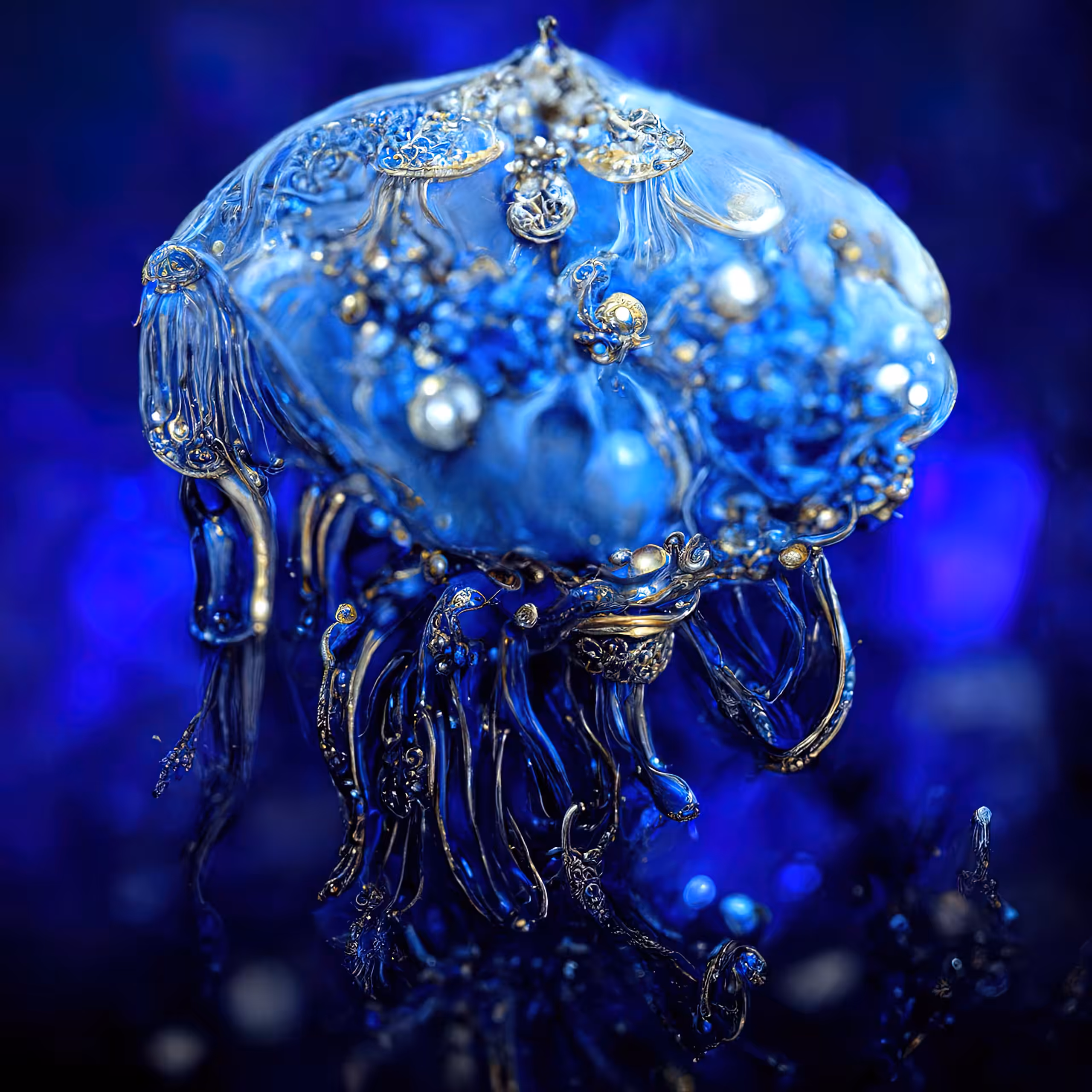 A Day in the Life of a Jeweled Jellyfish - Cobalt and Filigree