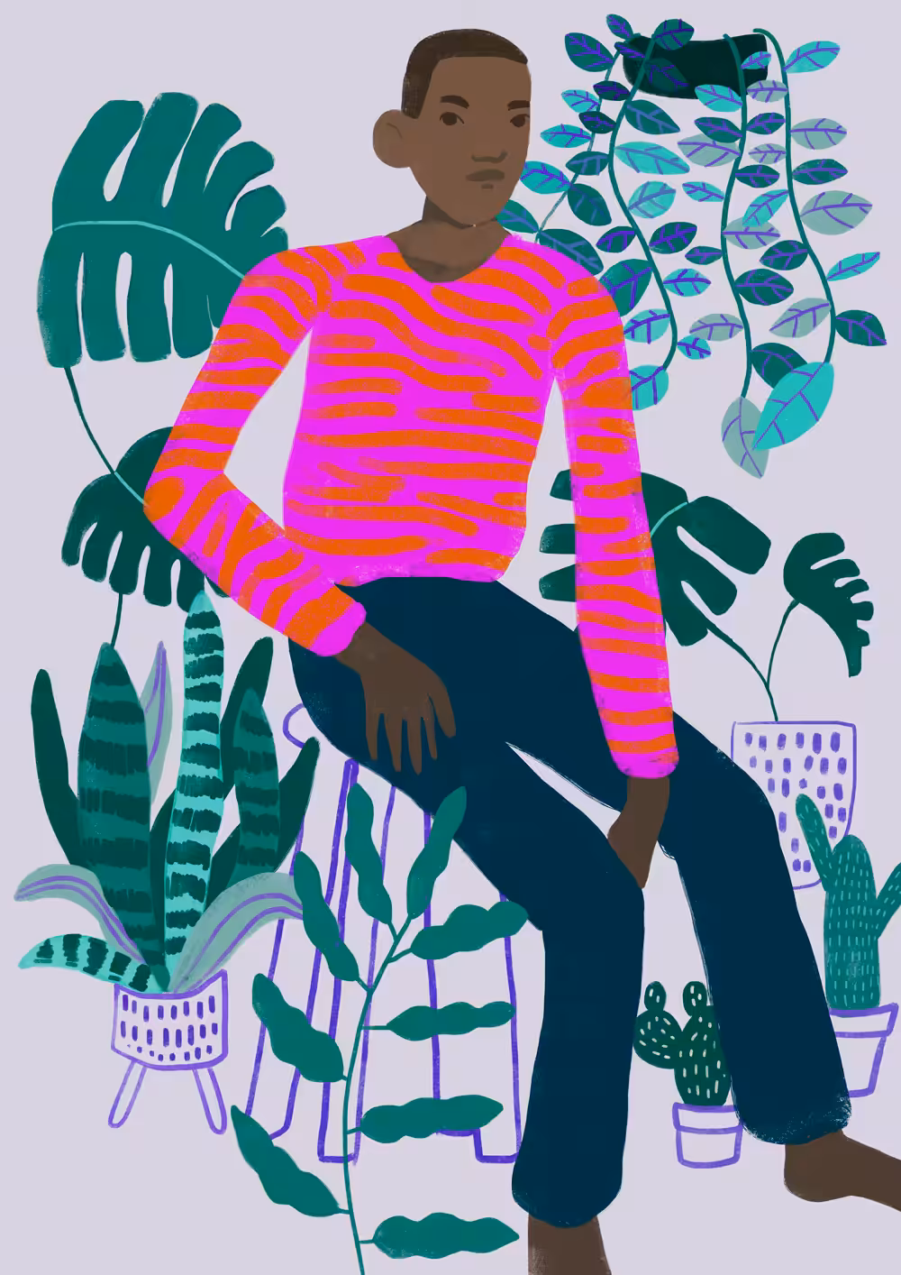 Boy with plants