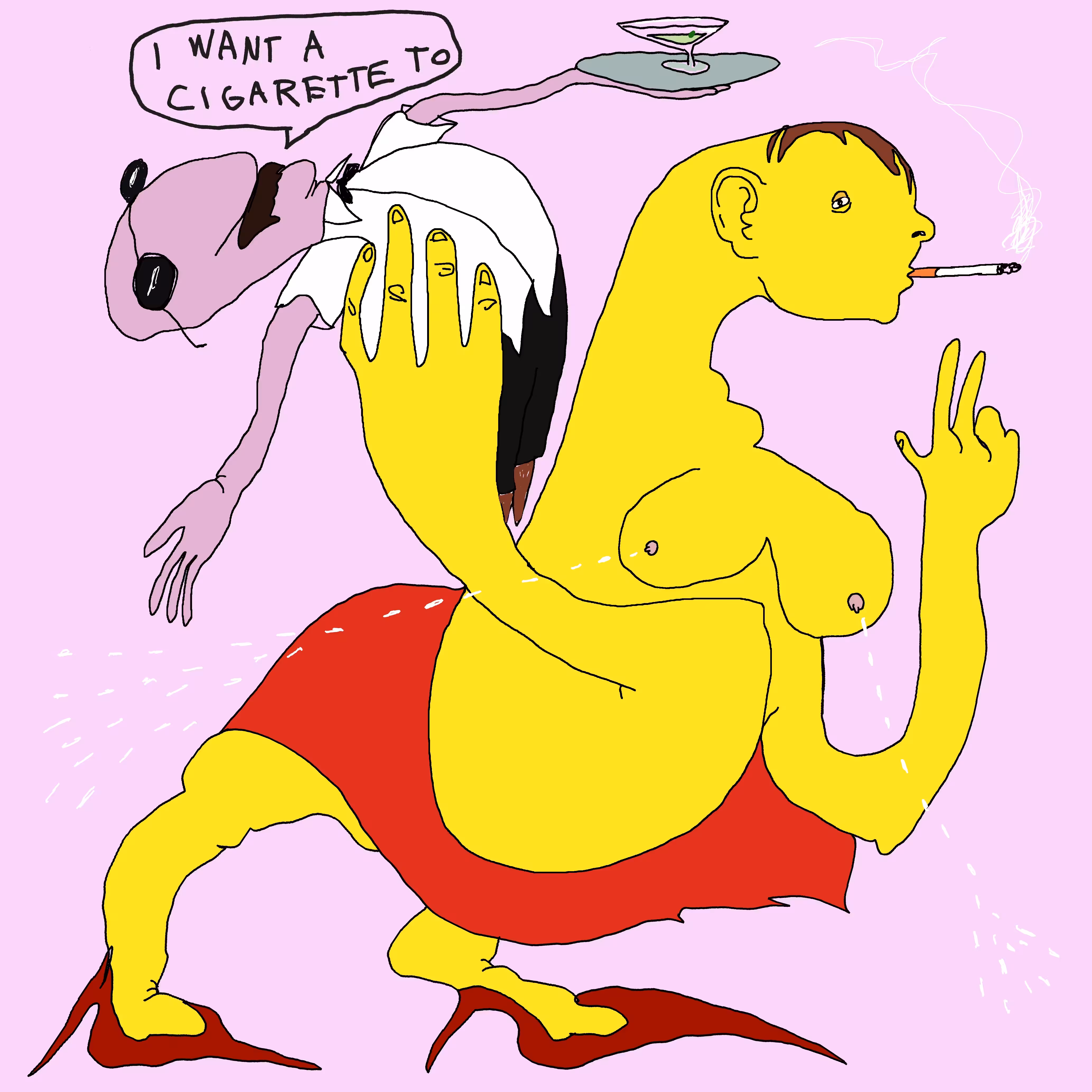 The waiter wants a cigarette too, please 