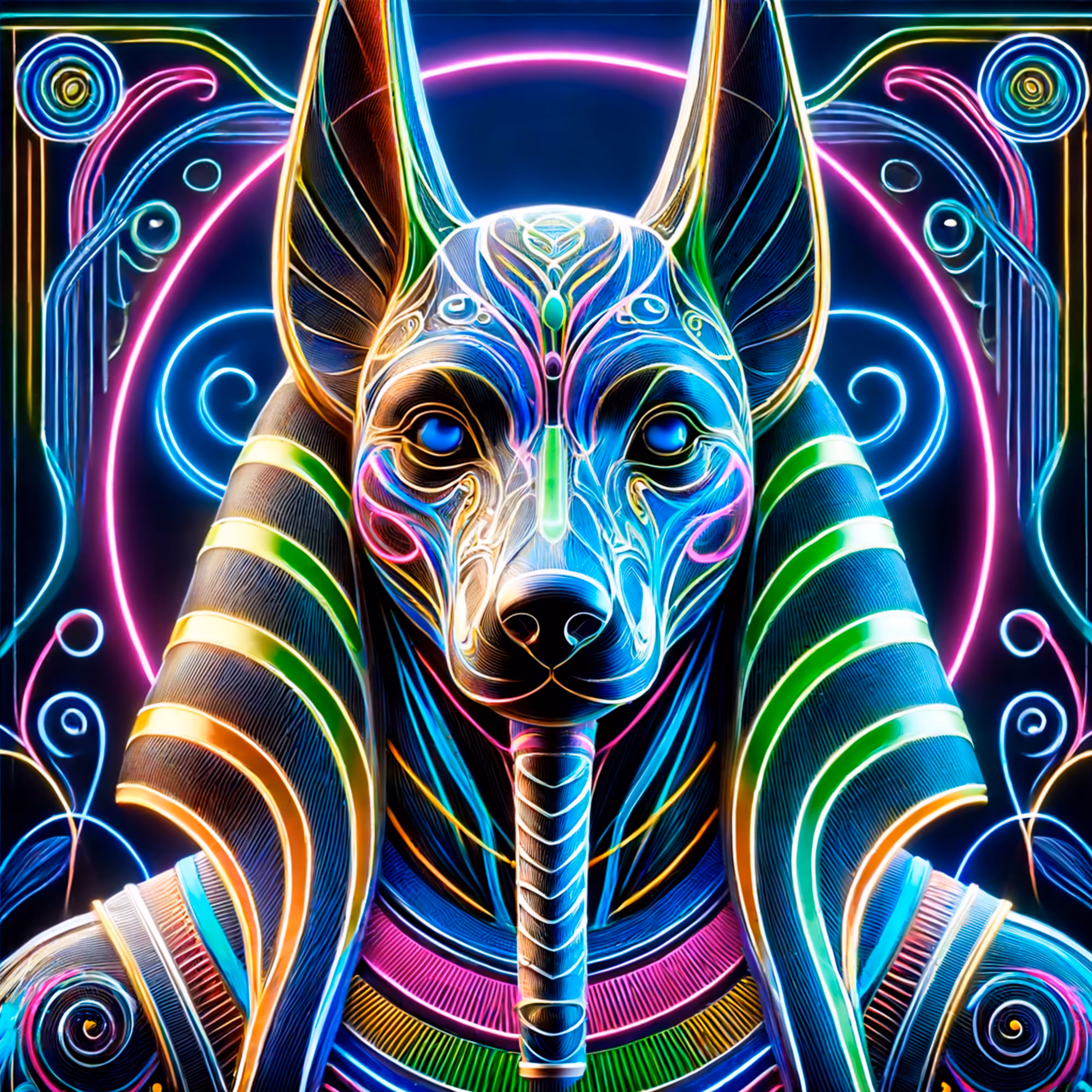 Art Neon Nouveau - Anubis Neon Guardian of the Afterlife