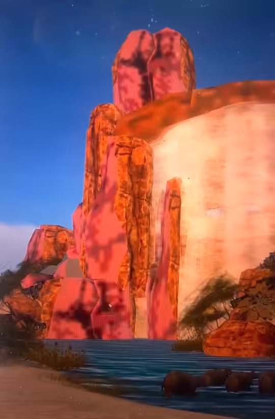 Mountain pixels realigning themselves 