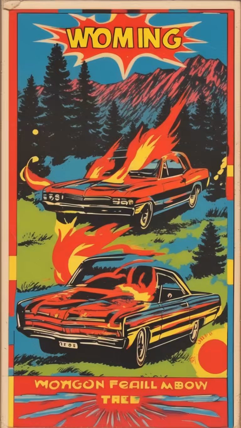 WYOMING CARS ON FIRE MATCHBOOK 