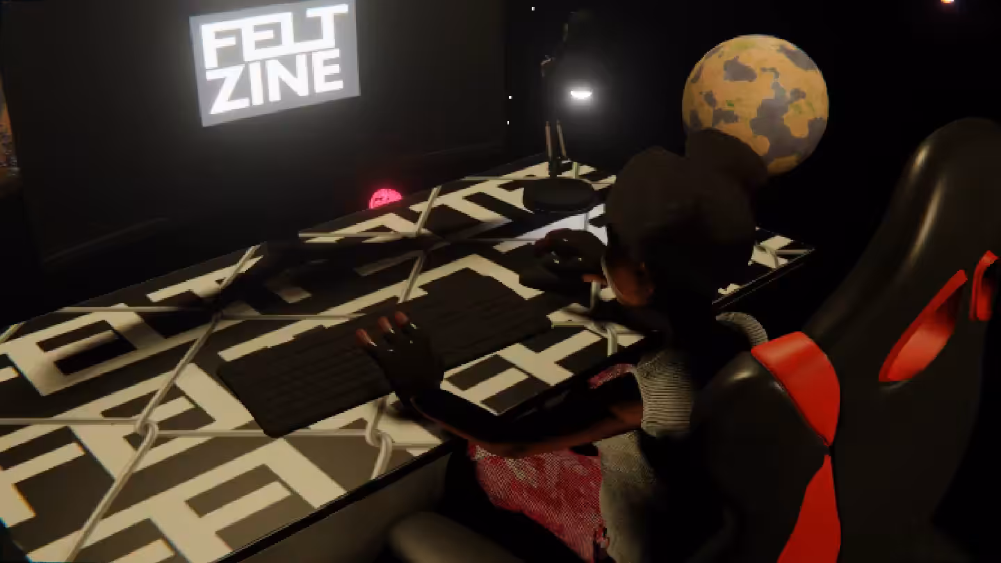 Desktop #124: The Military Brat in the Gaming Chair With a Desk Lamp and a Old School Monitor on a Barbed Wire Table in Space