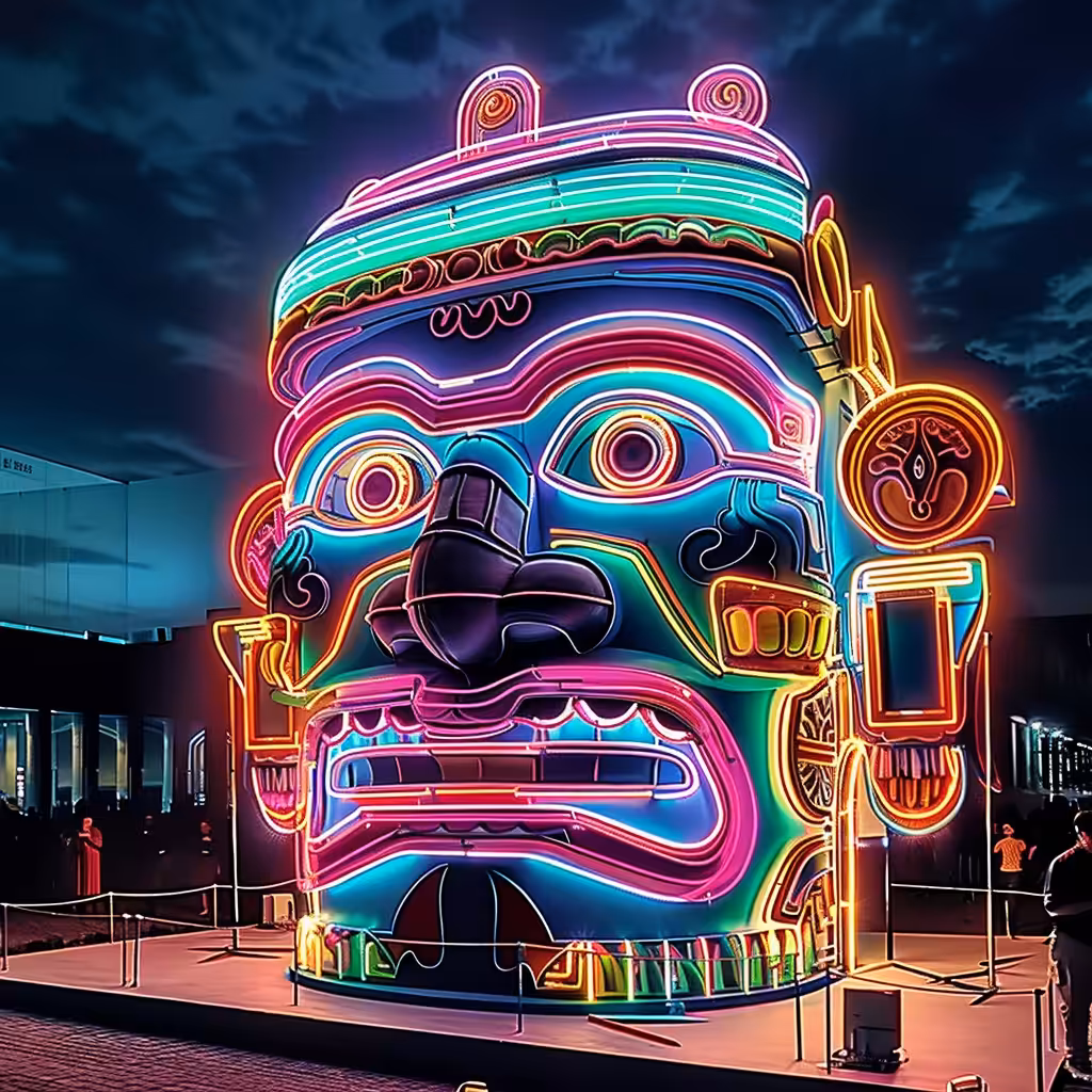 Neon colossal head