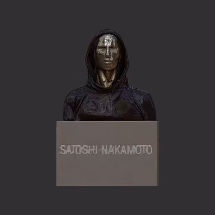 FAMOUS SCULPTURES: The Golden Face of Satoshi Nakamoto - Sculpture version by Daiana Lazzarin