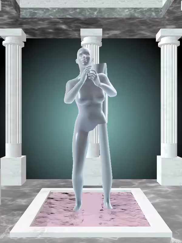HeavenComputer: The Cheering Shimmery Blue Woman #2160