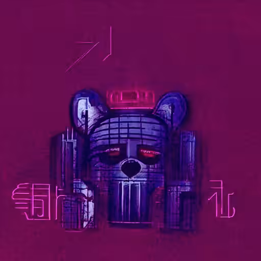 A Teddy Bear In The Style Of Cyberpunk Noir Art Deco B