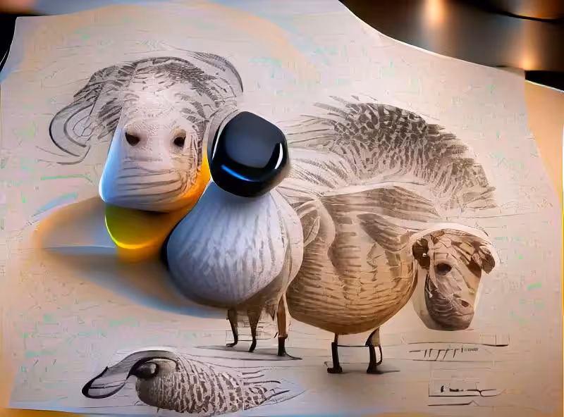 A duck and a sheep