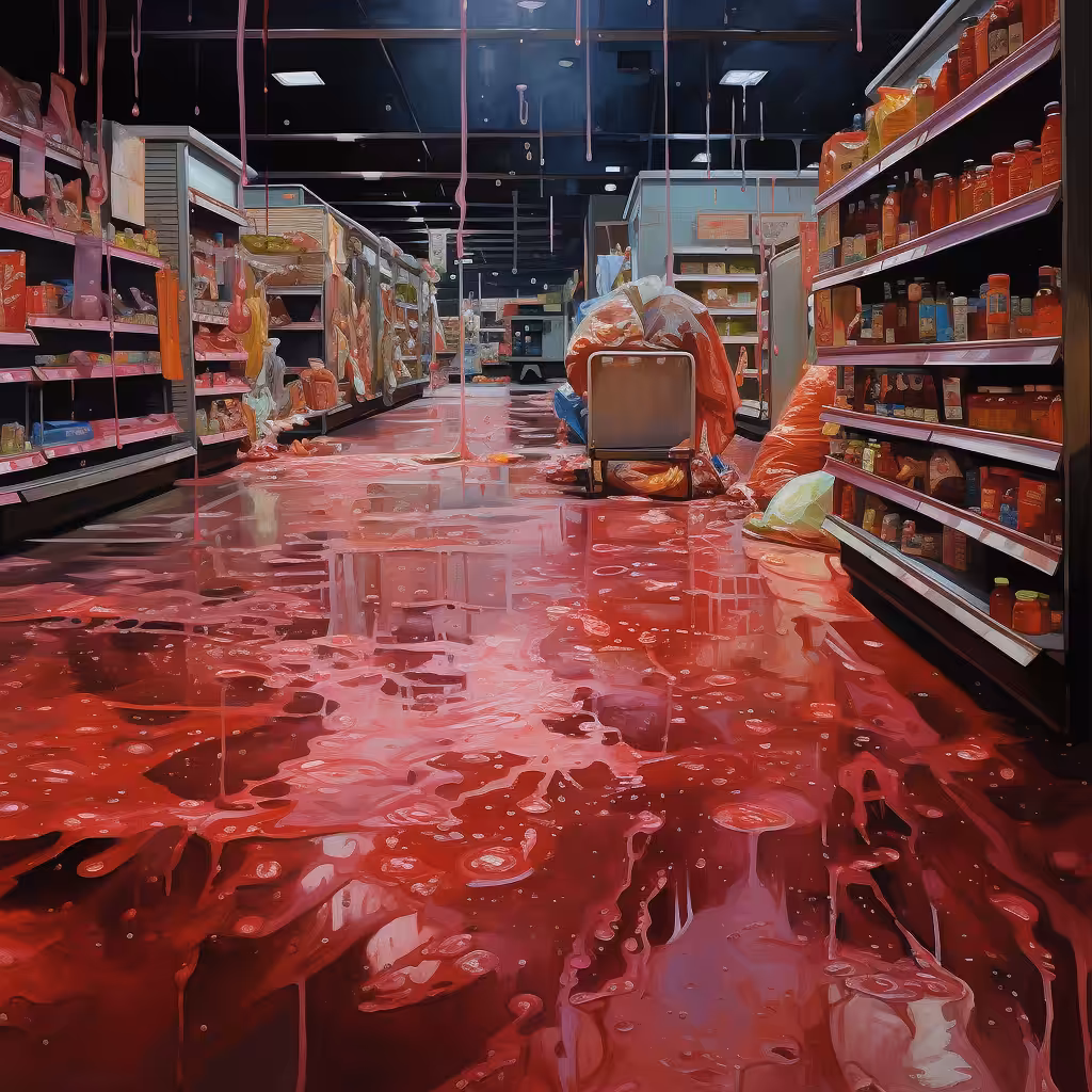 Grocery store in blood 