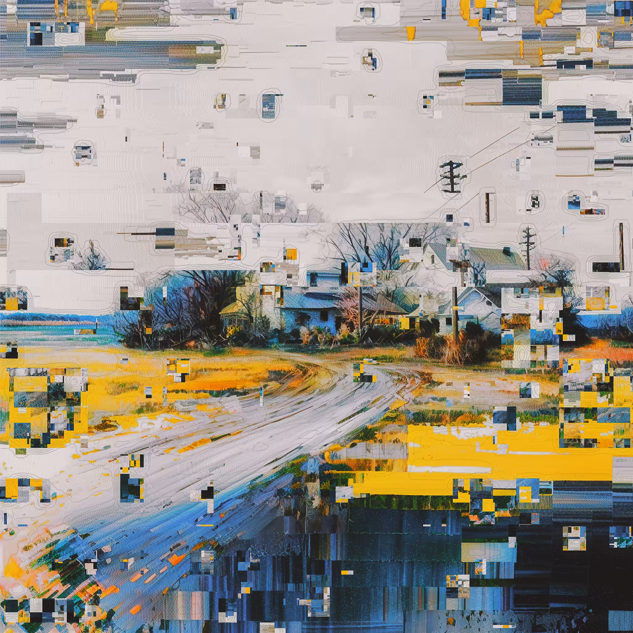 machines sporadically pulse on the horizon