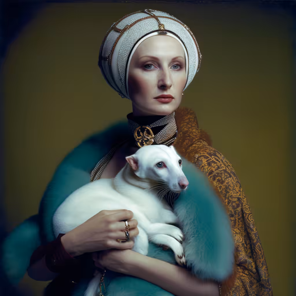 Expressive alta moda: Lady with an ermine