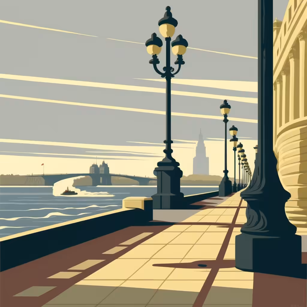 Minimalist image of a Soviet-era embankment