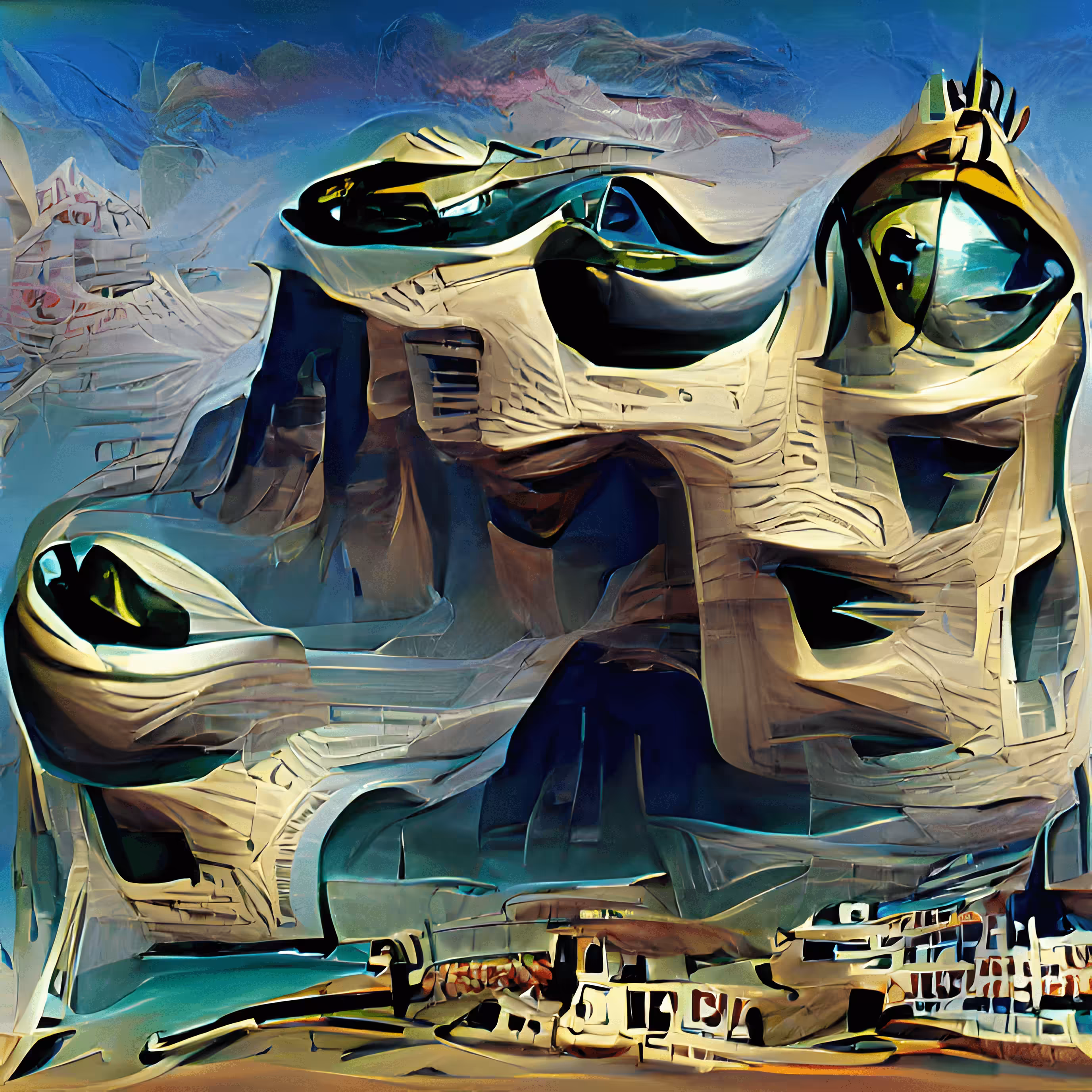 Alien Space Fortress in the Style of Salvador Dali