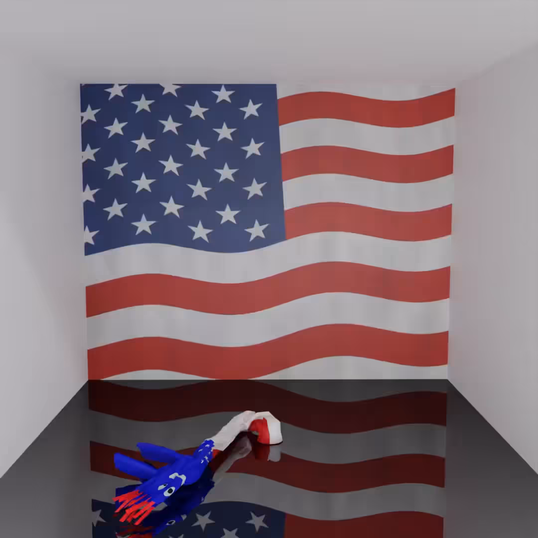 "Wacky wavy arm guy goes to America"