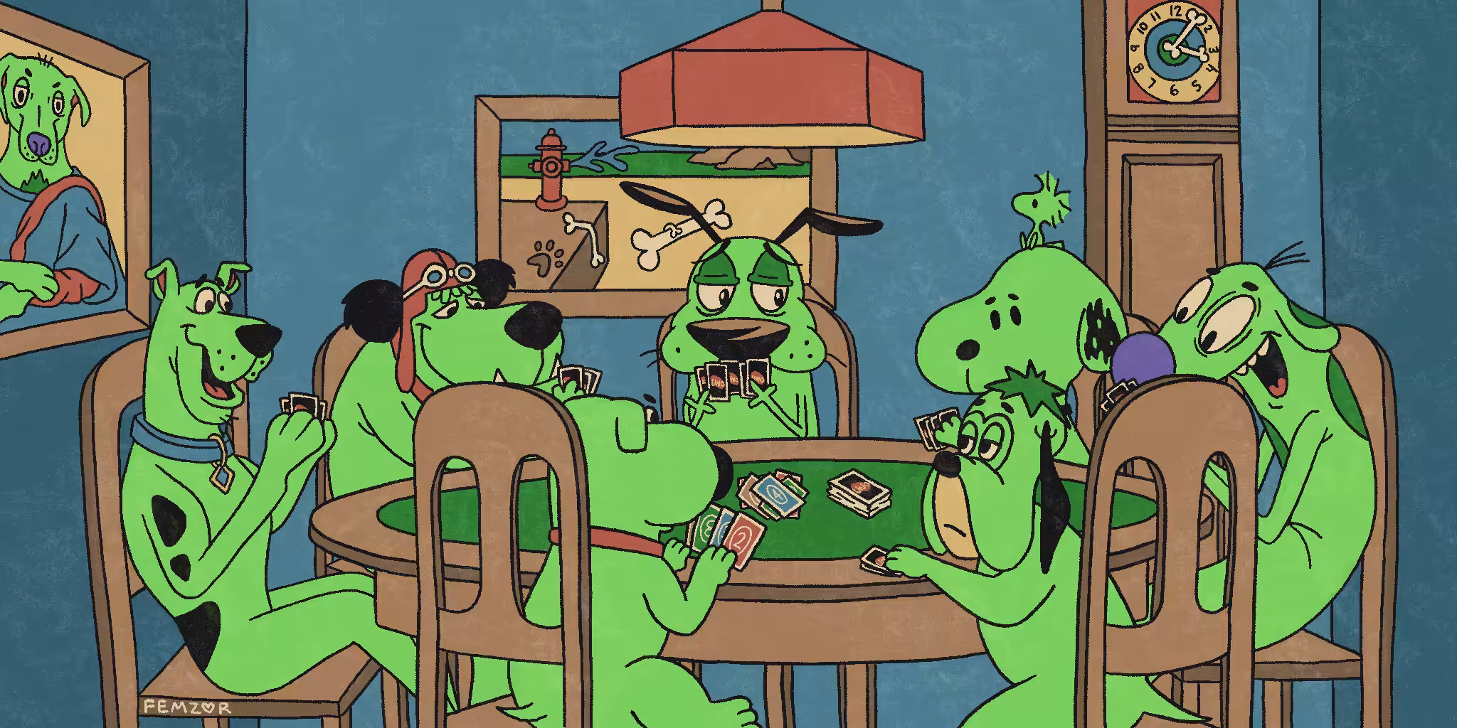 Dogs Playing Uno