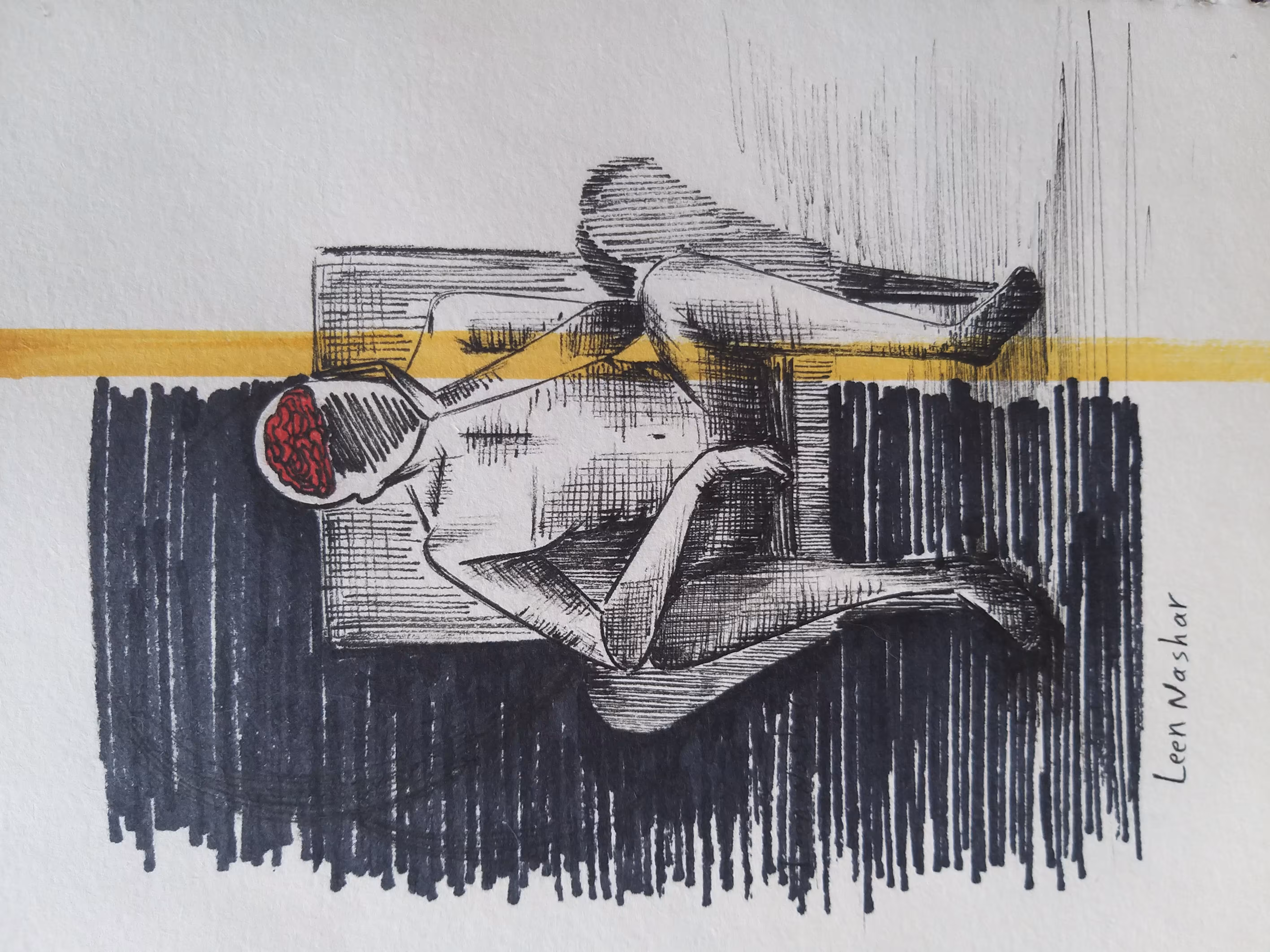 "overthinking"💭🧠 ( INK ON PAPER )