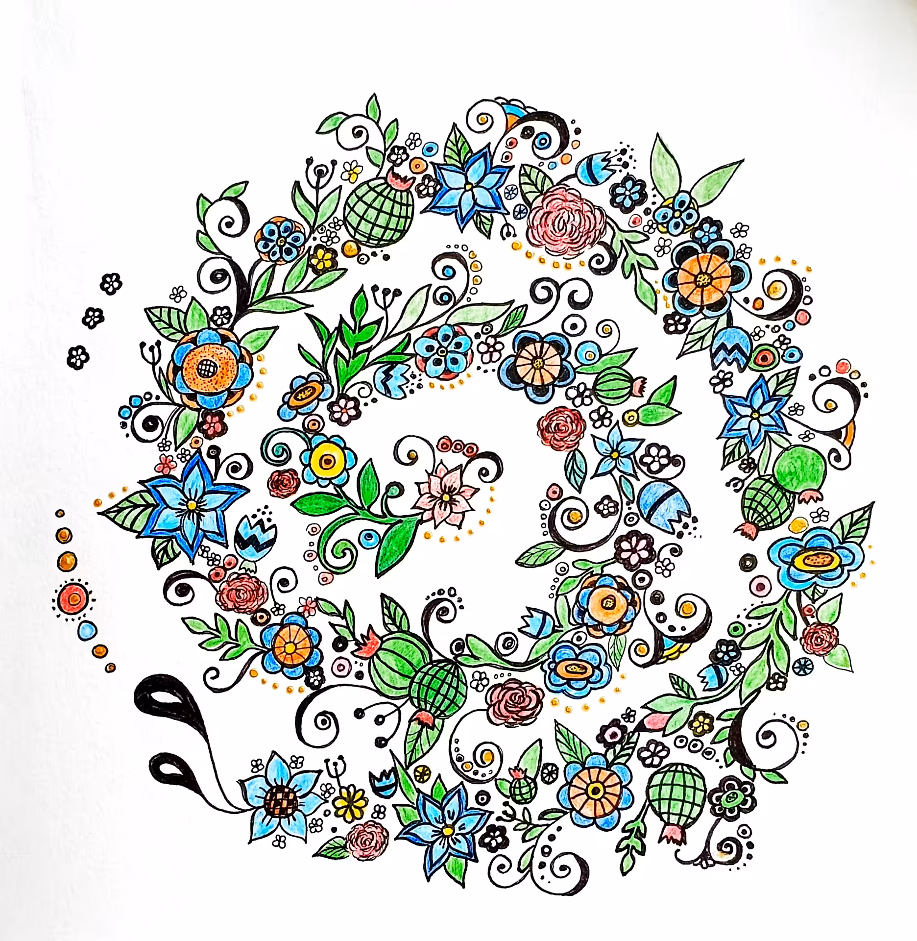 flowers in a spiral