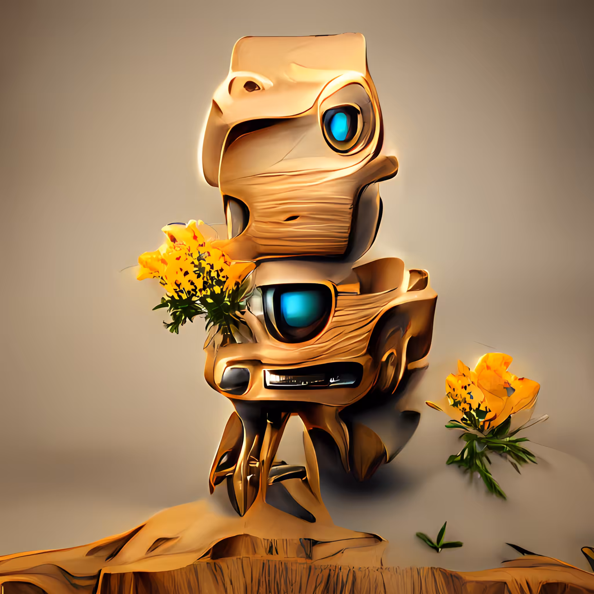 the bear robot walk to the wood get flower gold fish #6