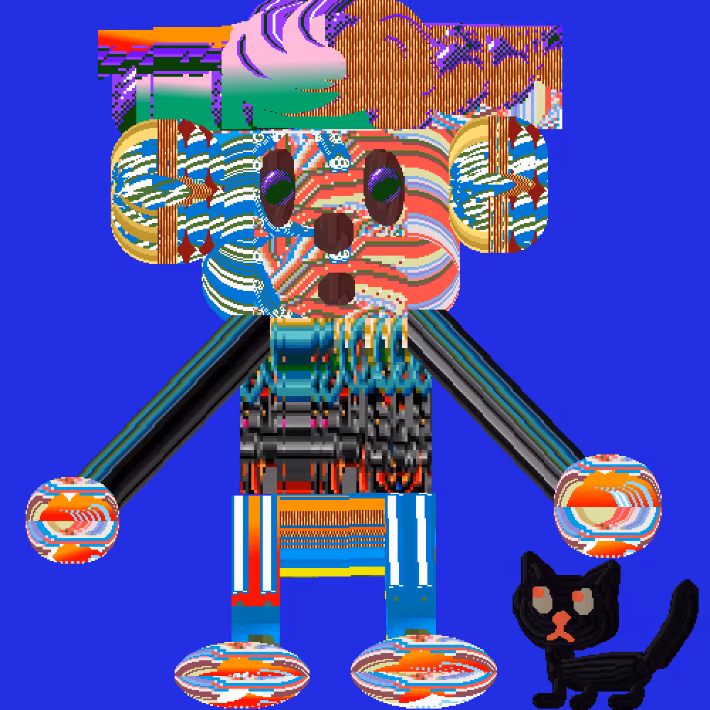 robot and cat