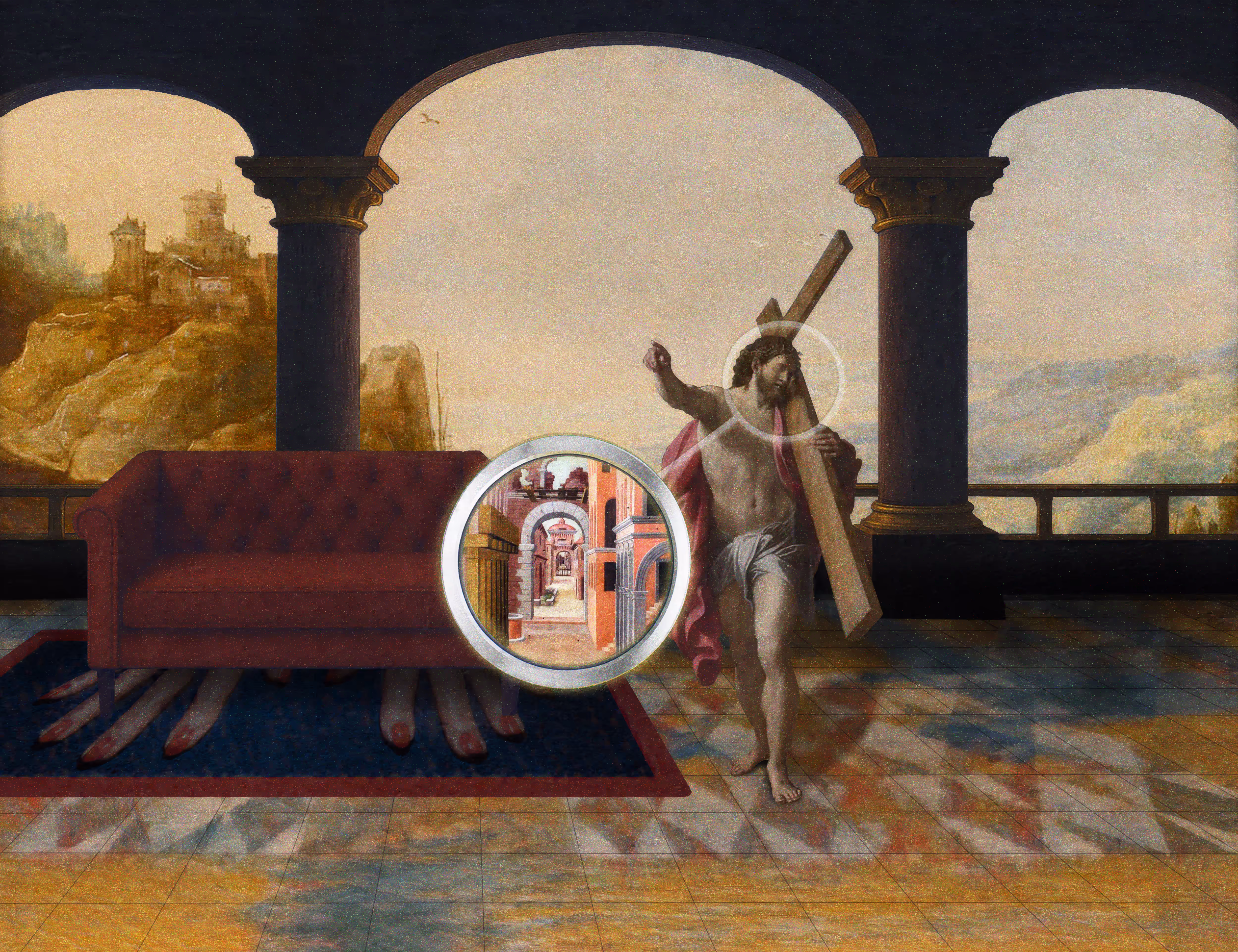 The Pilgrim’s Living Room Crucifixion; Mona Lisa Hyper-Gamble #214