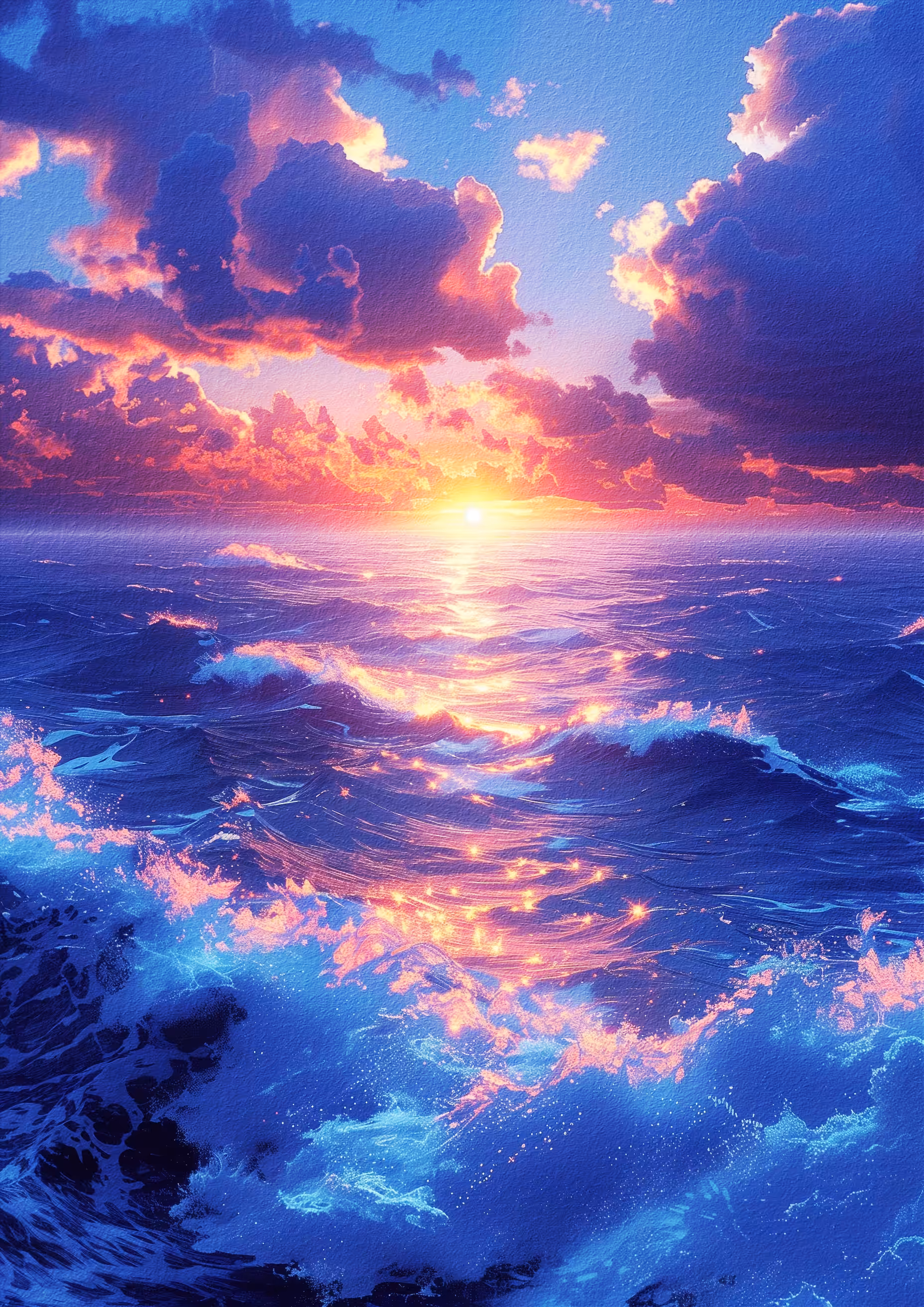 On the crest of the waves.