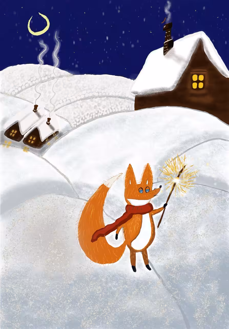 Fox in Winter village