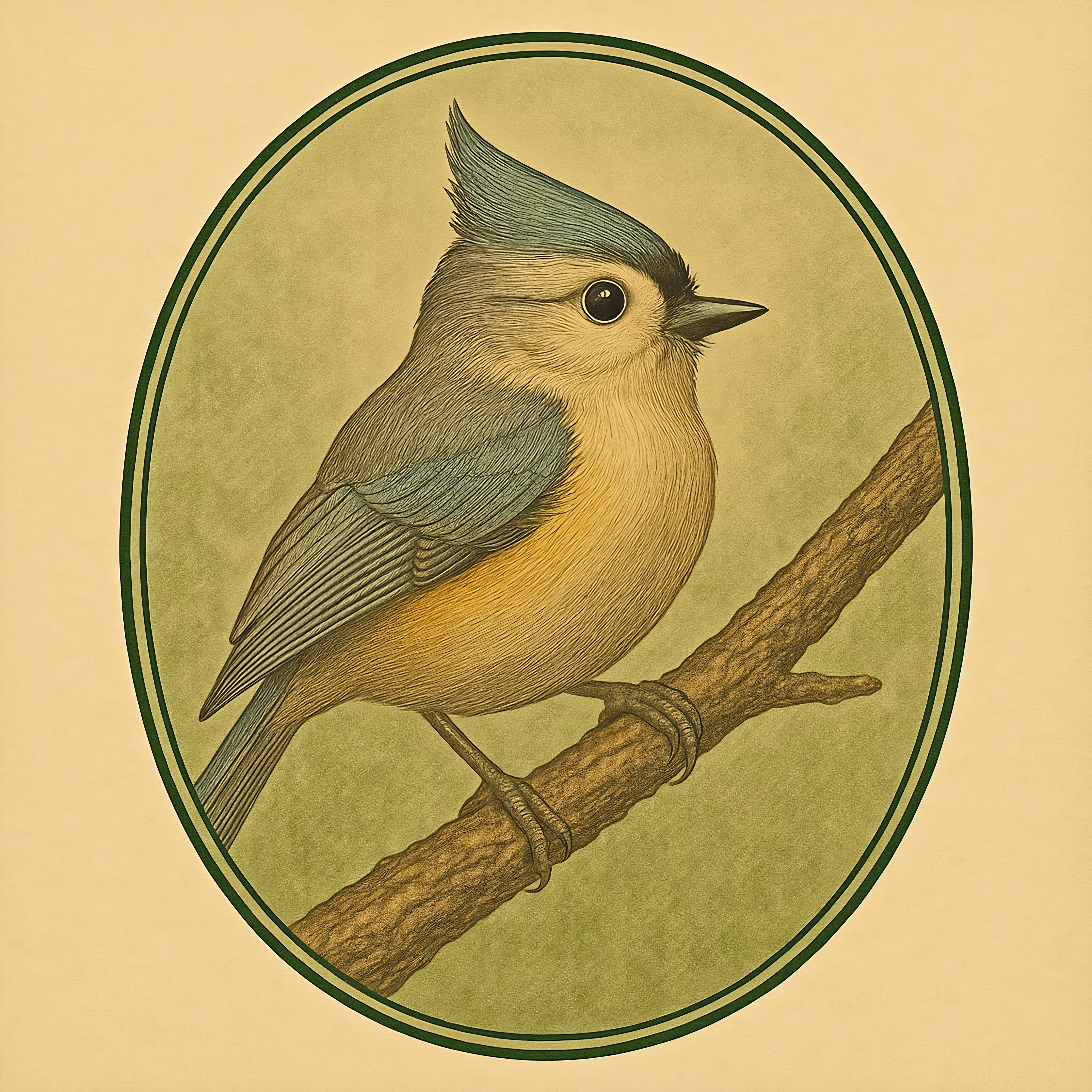 Ledger Litho #8 ~ Tufted Titmouse