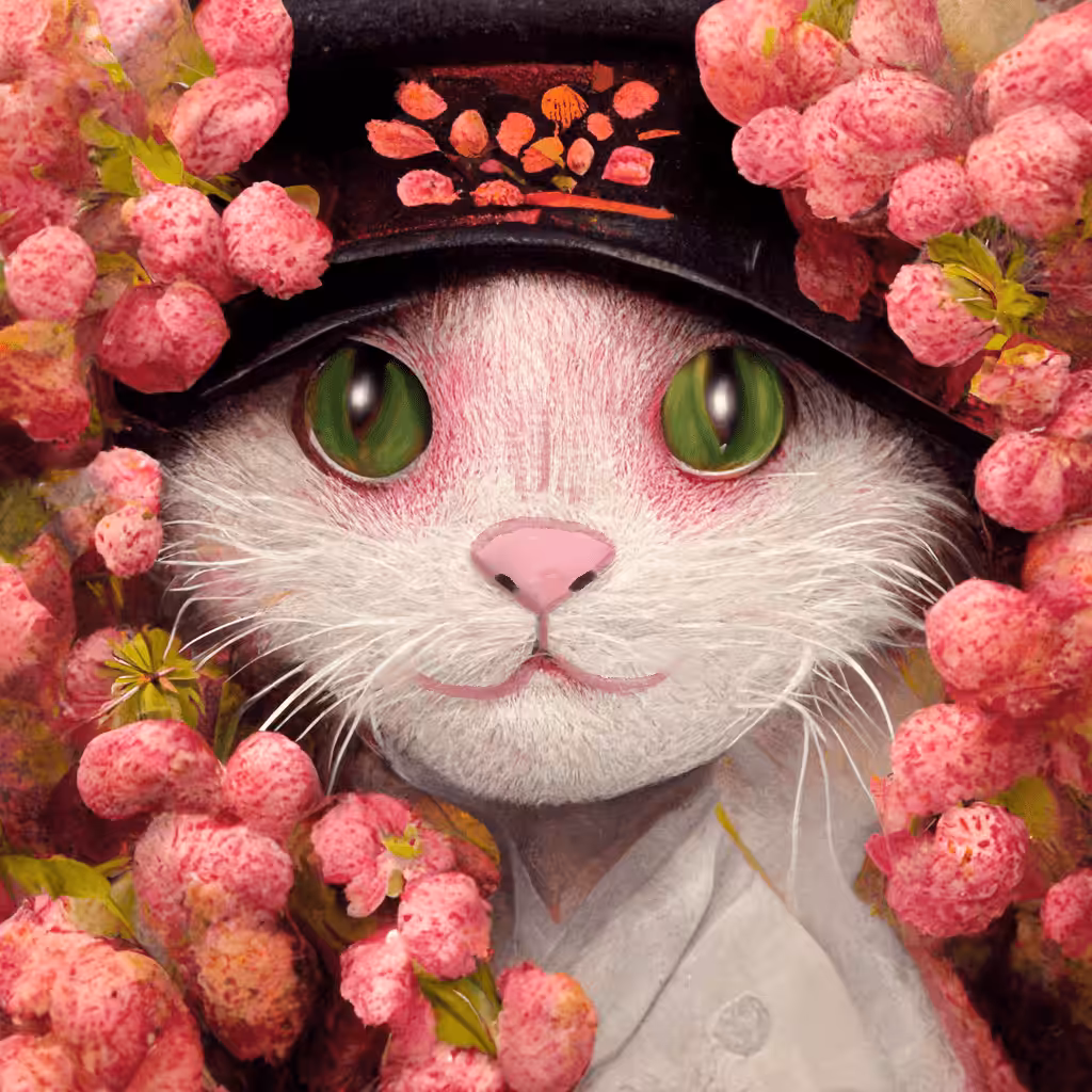 white cat in a hat