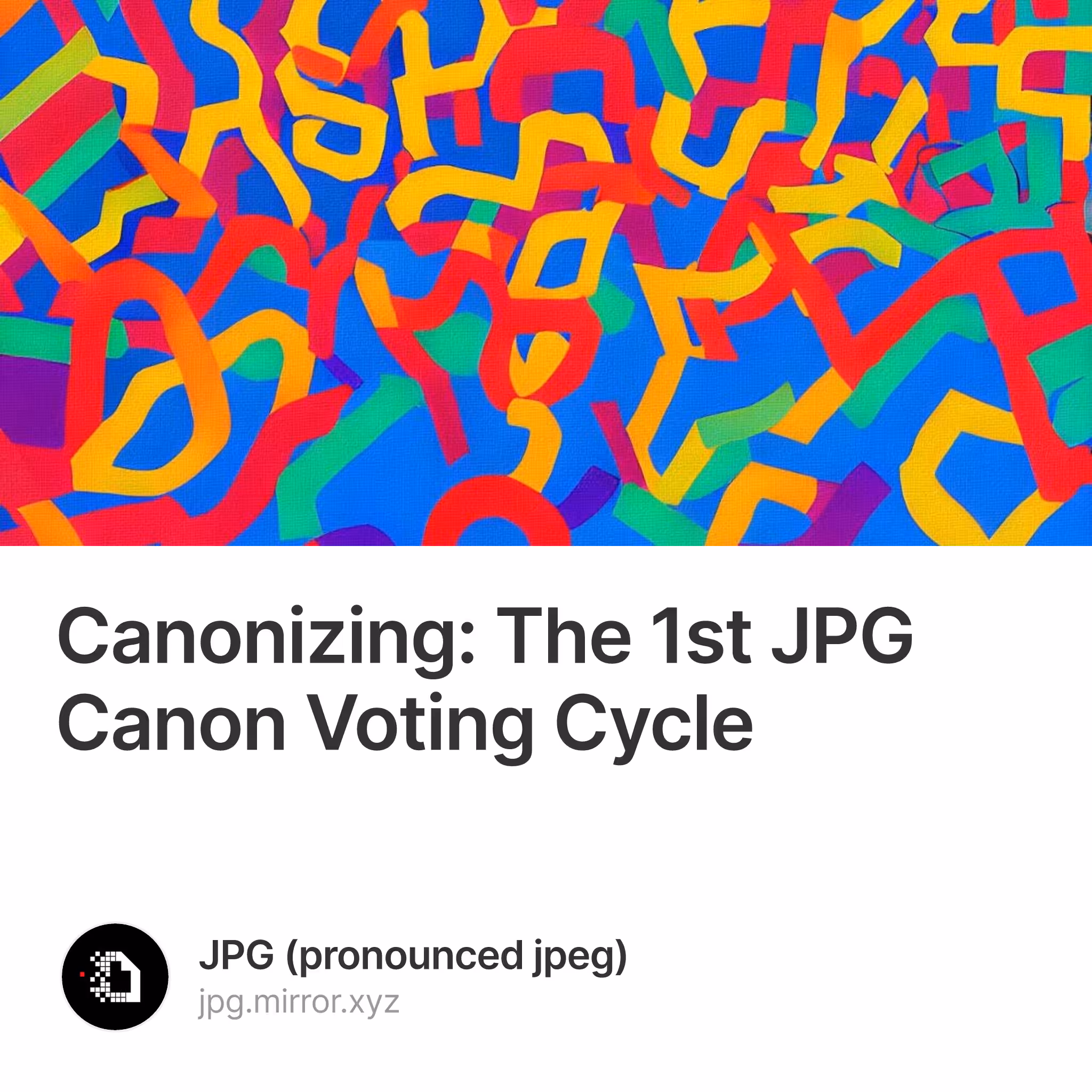 Canonizing: The 1st JPG Canon Voting Cycle